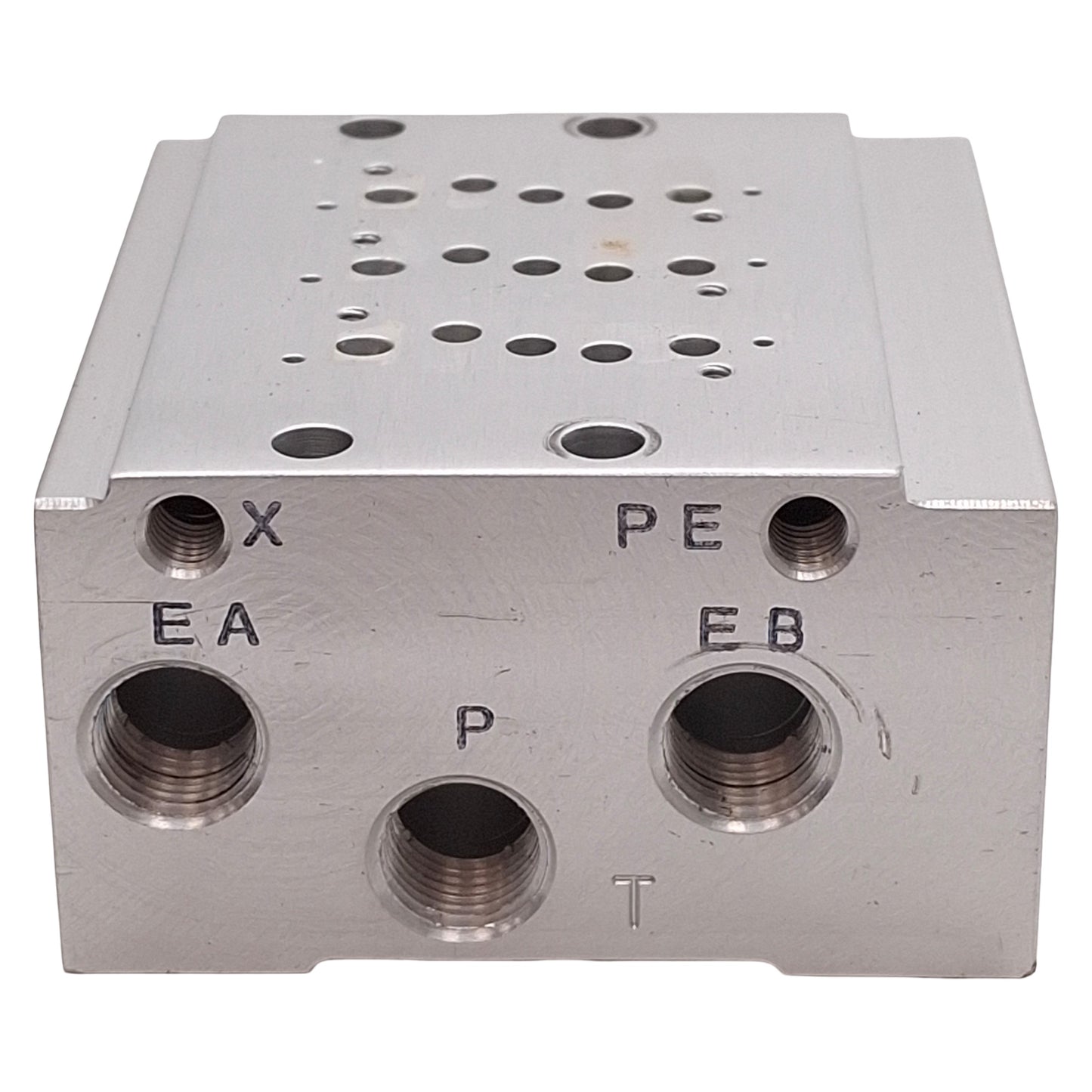 Used SMC SS5Y3-42-03-01N Aluminum Bar Stock Manifold, 3-Station, Base Mounted, 1/8NPT