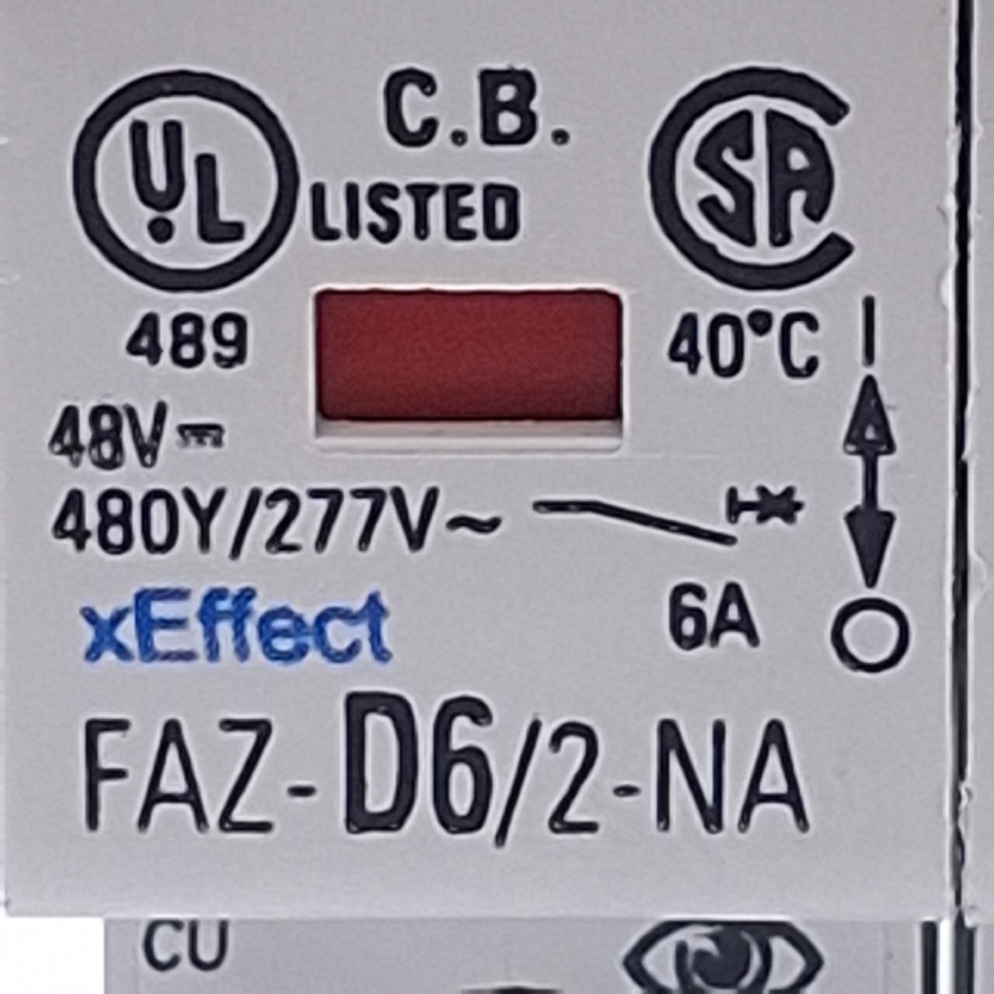 Used Eaton FAZ-D6/2-NA Circuit Breaker, 2-Pole, 6A, 480Y/277VAC Max, DIN Rail