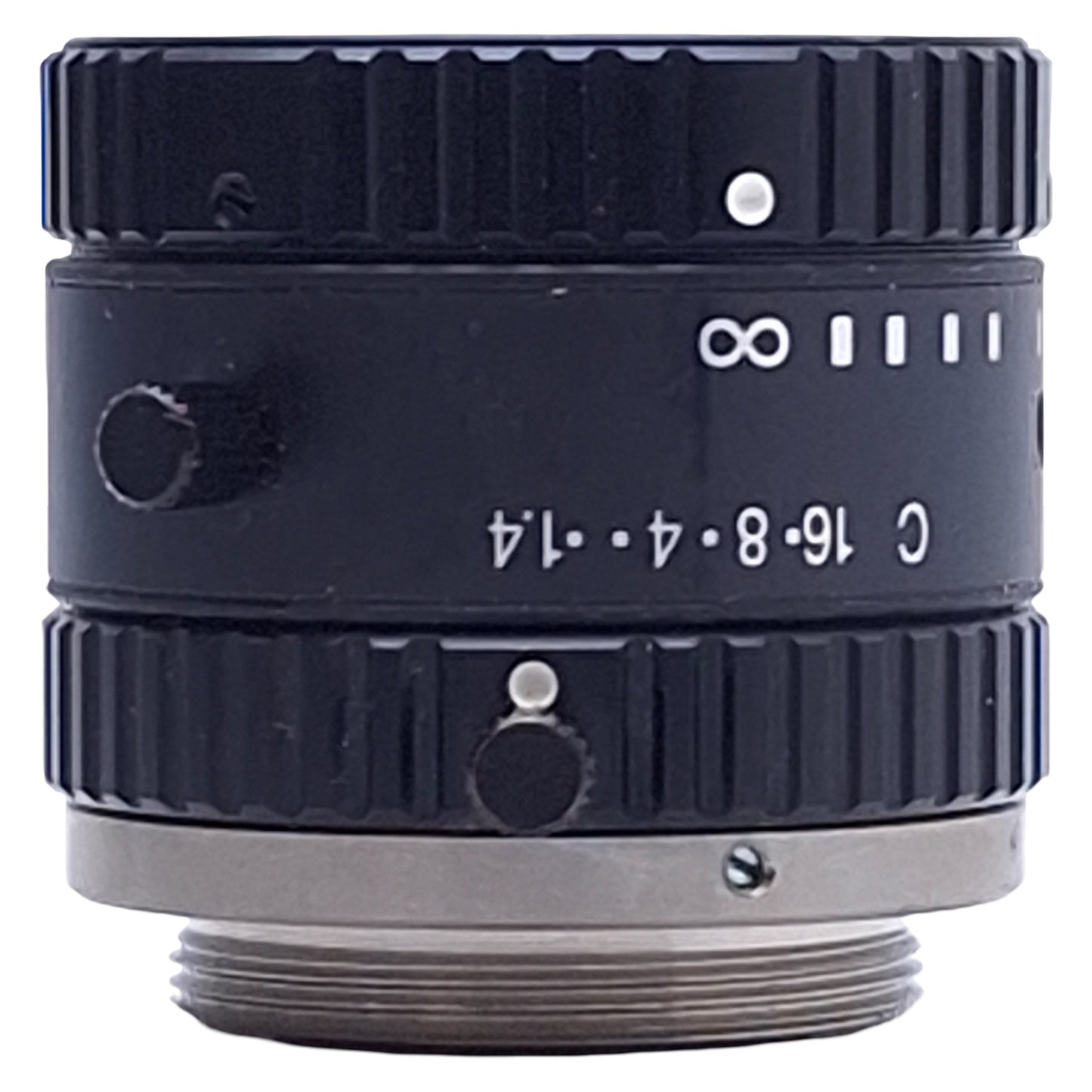 Used Computar M0814-MP2 Machine Vision Lens, 1:1.4, 8mm Focal, F1.4-F16C, C-Mount