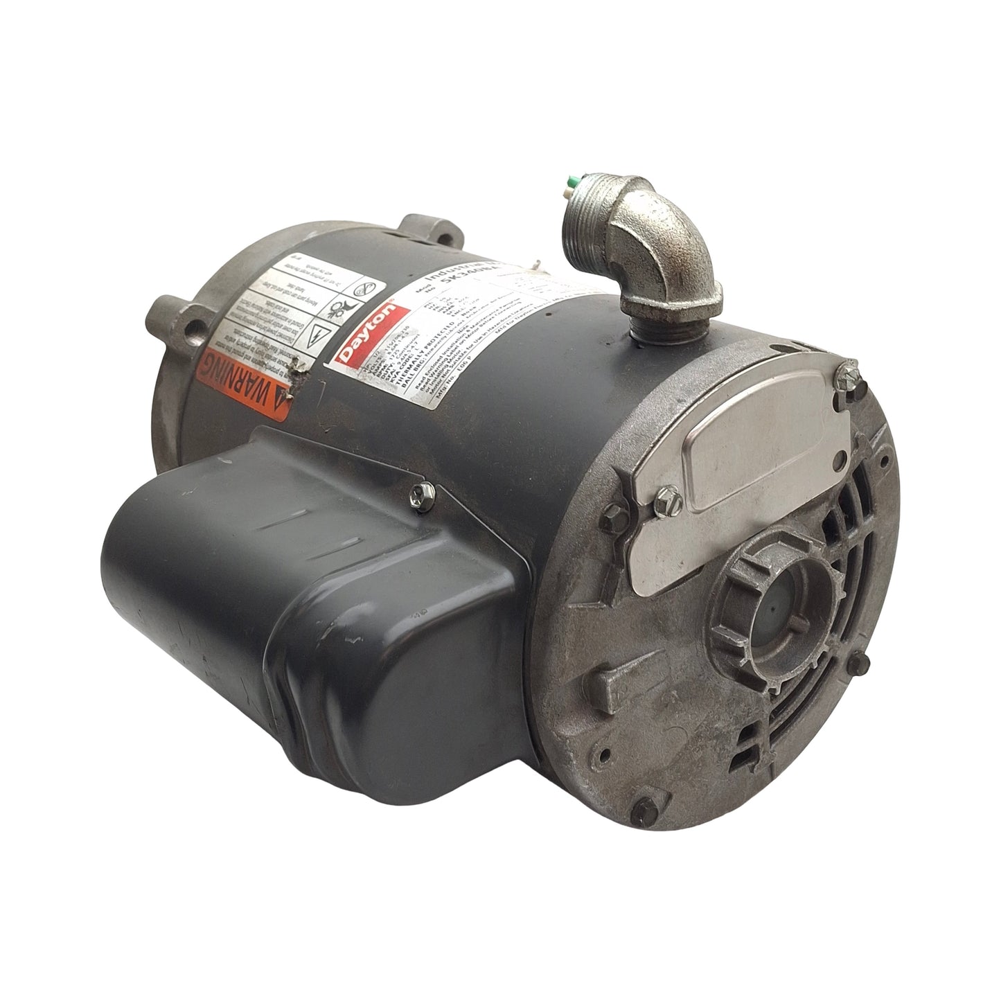Used Dayton 5K340BA Electric Motor, 1/2HP, 1725RPM, 115/208-230VAC 1-Ph, 56C Frame