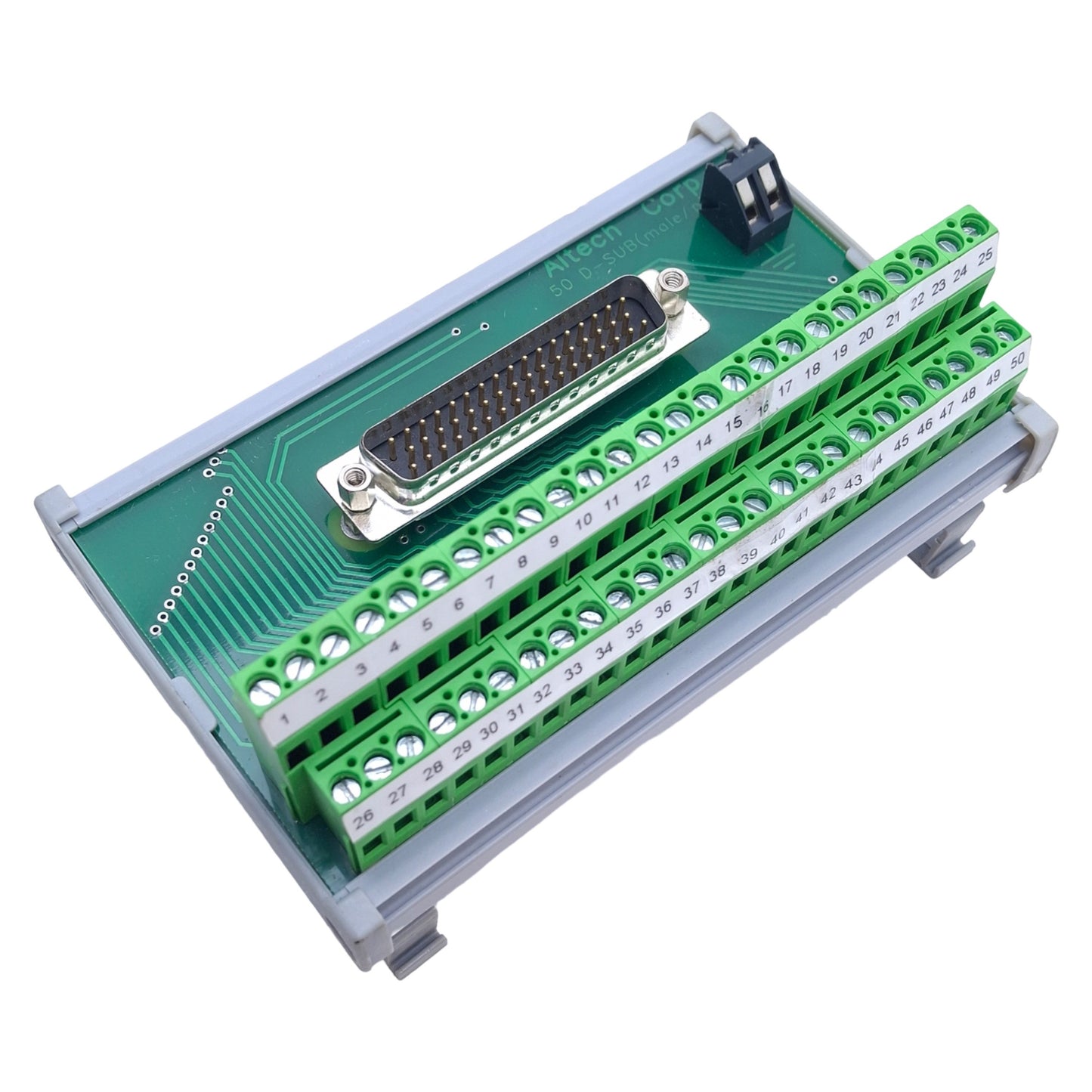 Used Altech 5744.2/S Interface Module, 50-Pin D-Sub Male, 250VAC 4A, DIN Rail