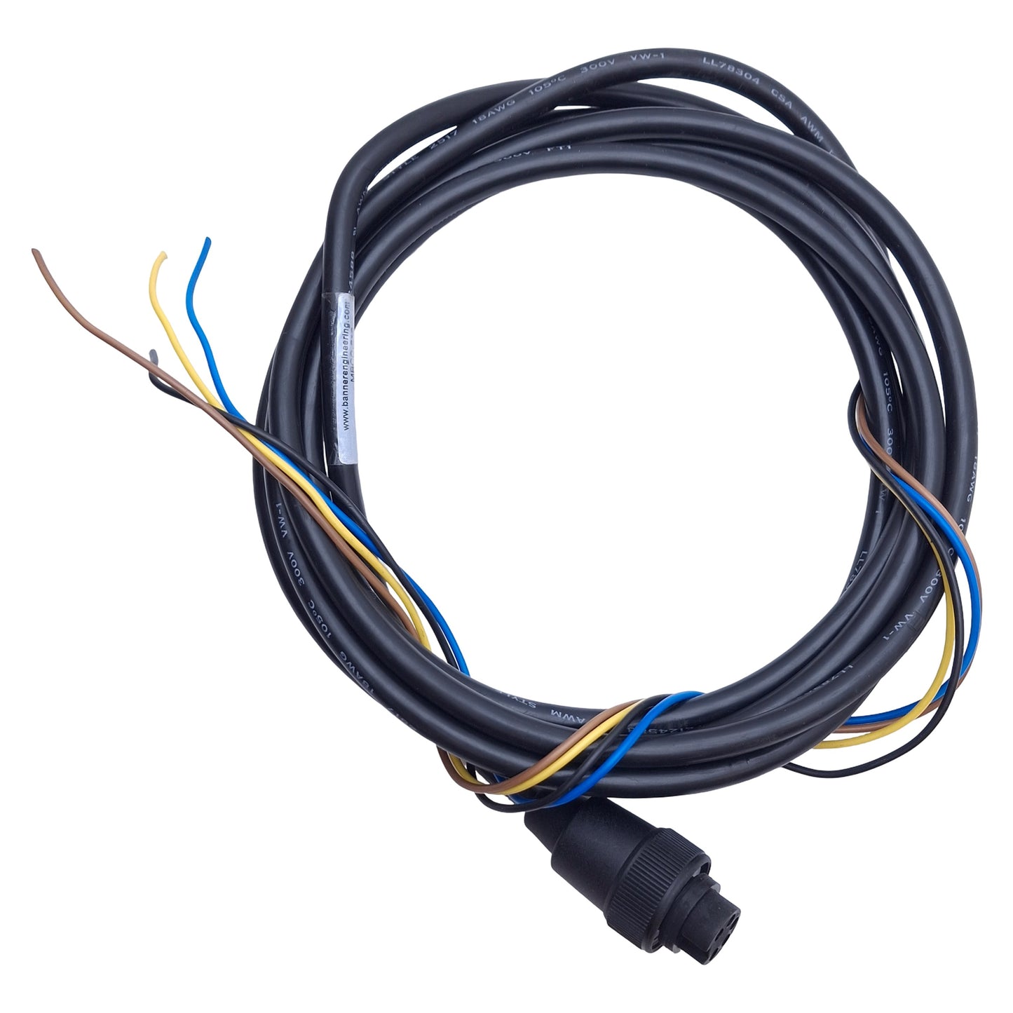 Used Banner MBCC-512 Single-Ended Cordset 5-Pin Female to Flying Leads, 11ft Length