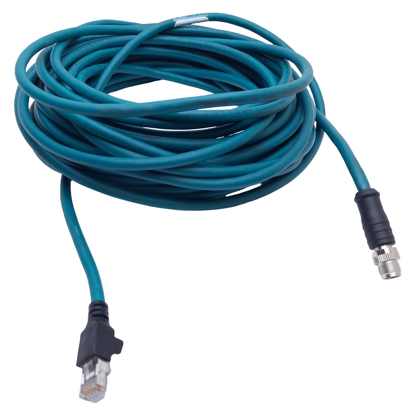Used Cognex CCB-84901-2001-15 In-Sight Ethernet Cable RJ45 to M12 X-Coded 8-Pin, 15m