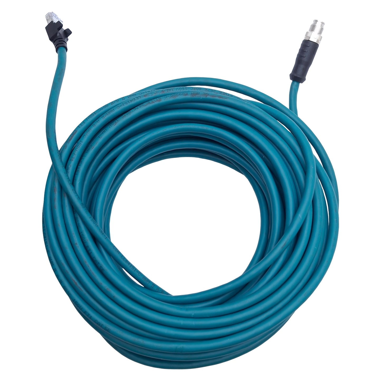Used Cognex CCB-84901-2001-15 In-Sight Ethernet Cable RJ45 to M12 X-Coded 8-Pin, 15m