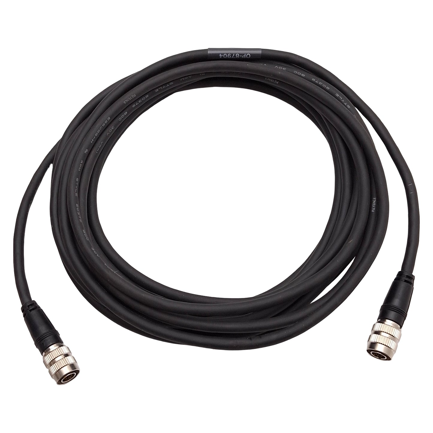 Used Keyence OP-87904 Image-Based Laser Sensor Head Cable, 6-Pin Hirose Male, 5m