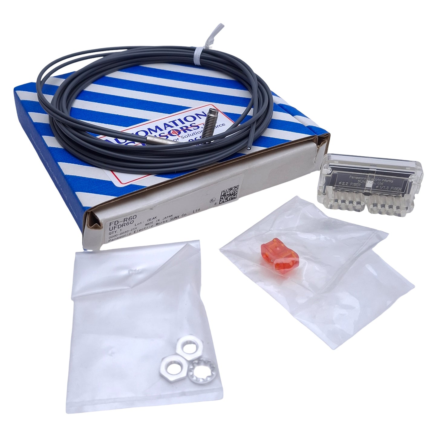 New Panasonic FD-R60 Right Angle Fiber Optic Sensor 290mm Range, M6 Head, 2m Cable