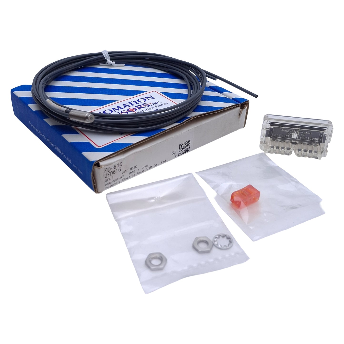 New Panasonic FD-61G Coaxial Fiber Optic Sensor 420mm Range, M6 Head, 2m Cable