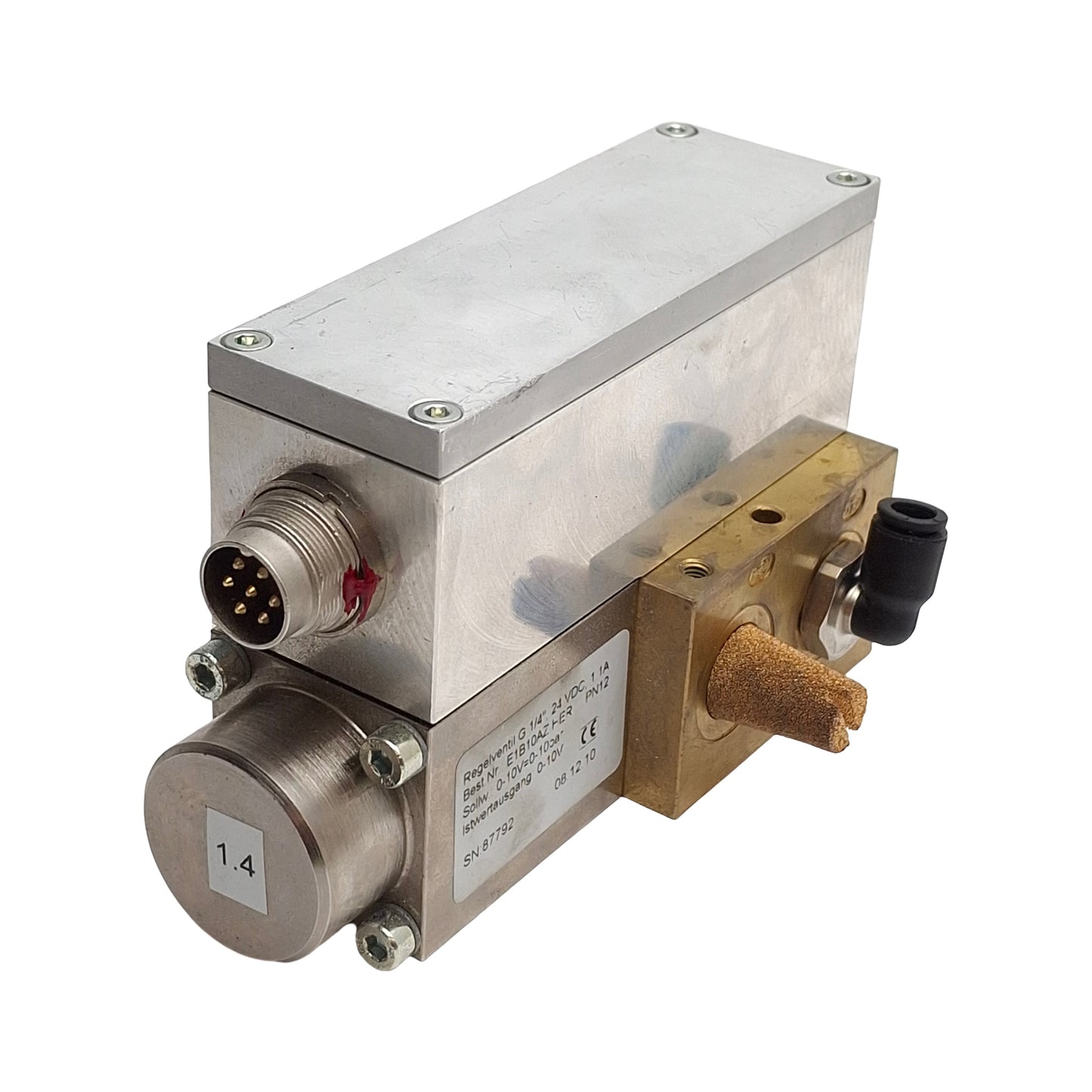 Used MLS Lanney E1B10AZ-HER Proportional Reg. Valve, 0-10bar, 0-10VDC, 24VDC Coil