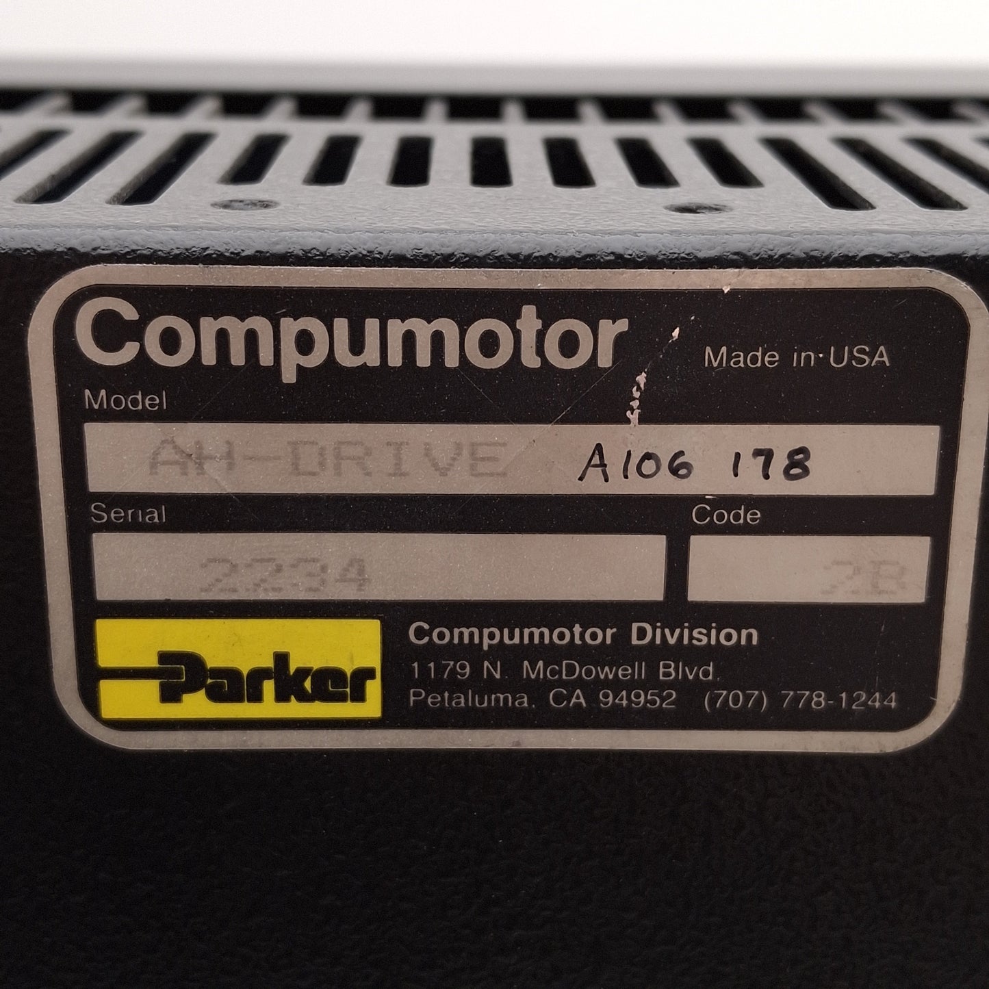 Used Parker AH-DRIVE Compumotor Microstep Drive, 170VDC Output, 95-132VAC Input