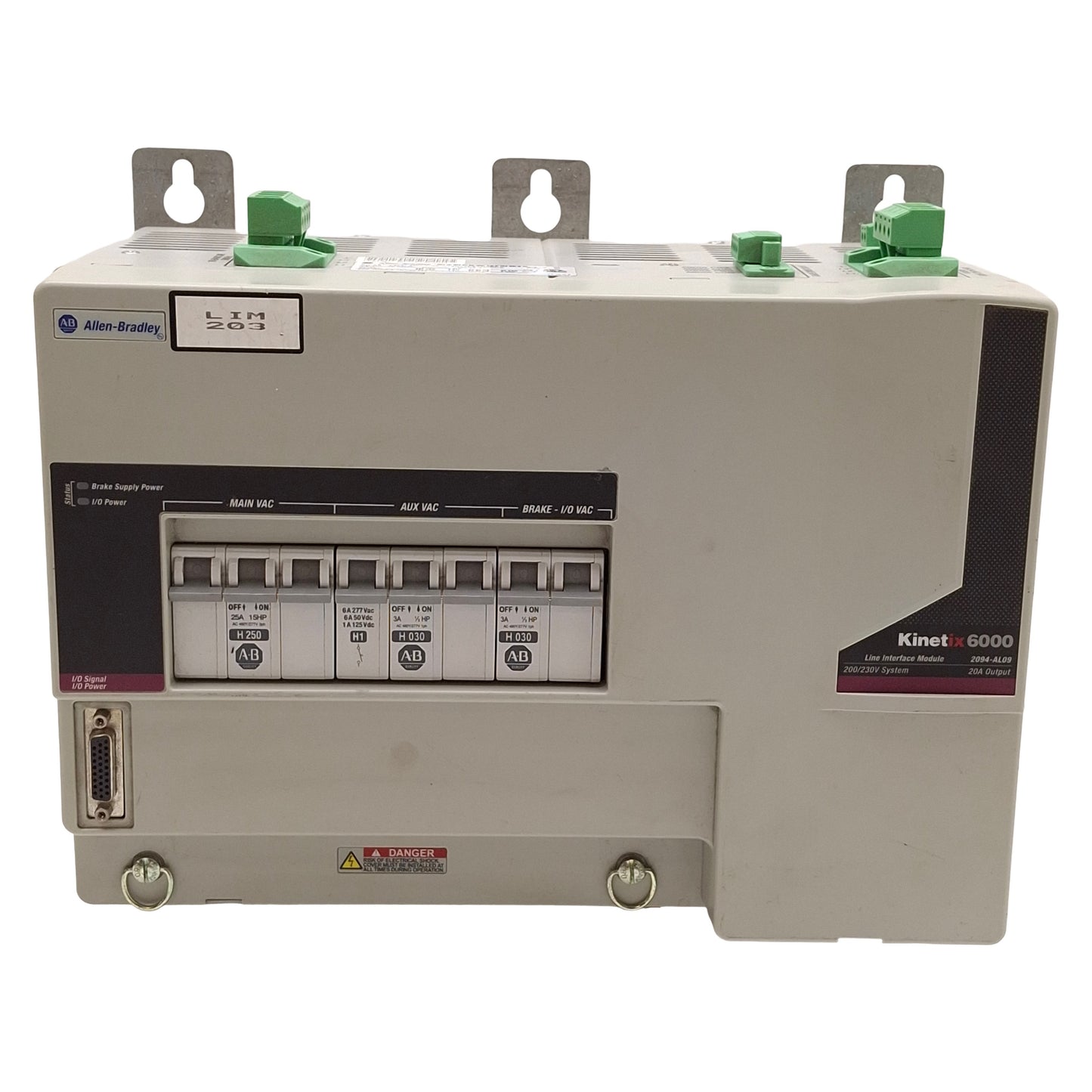 Used Allen Bradley 2094-AL09 Kinetix 6000 Line Interface Module, 6kW, 3Ø 230VAC 20A