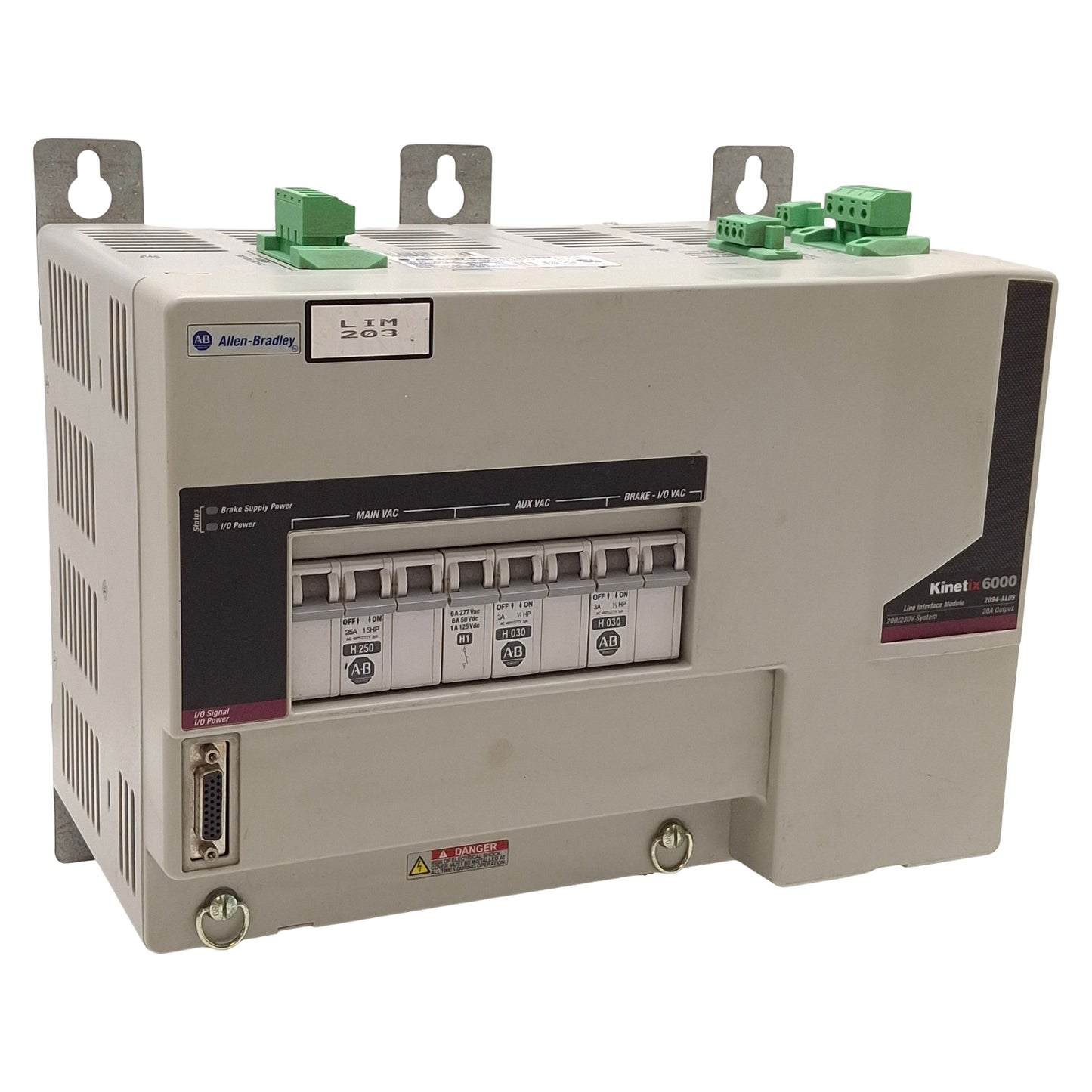 Used Allen Bradley 2094-AL09 Kinetix 6000 Line Interface Module, 6kW, 3Ø 230VAC 20A