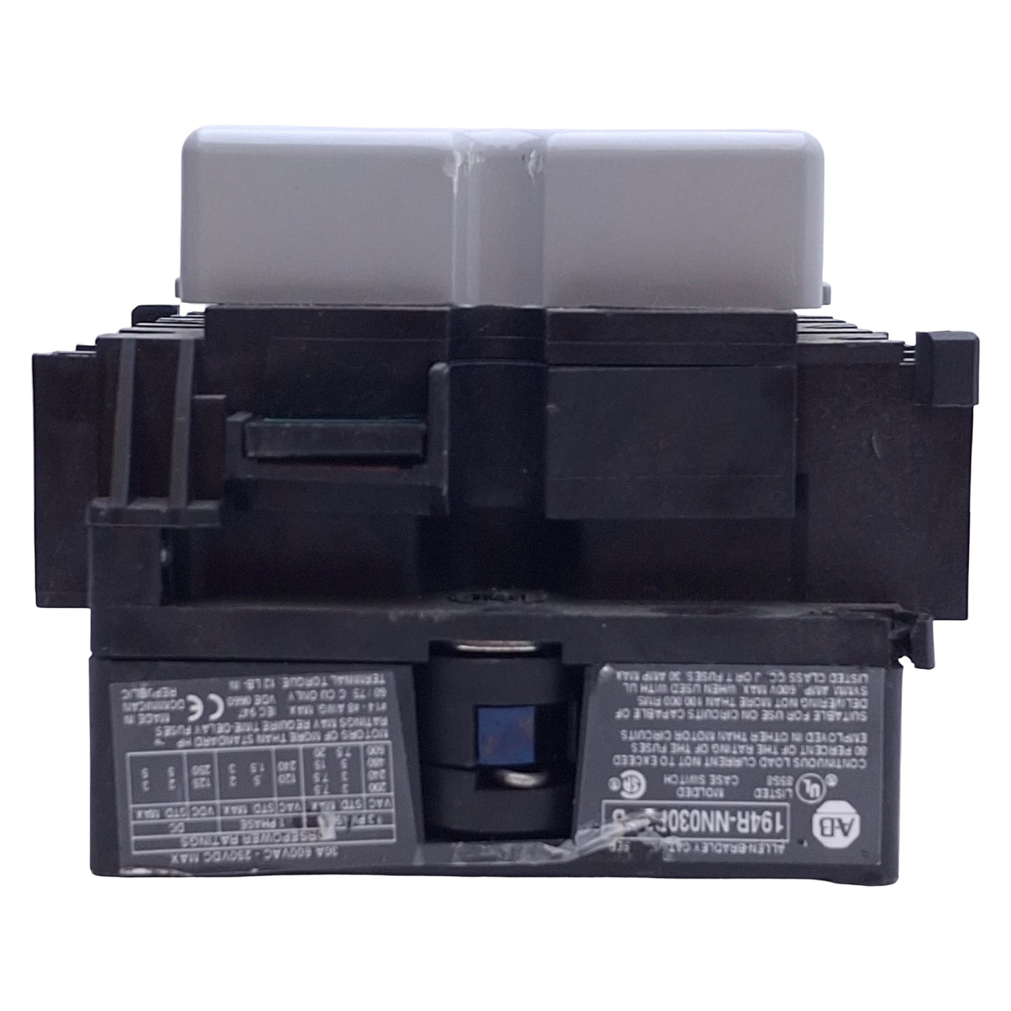 Used Allen Bradley 194R-NN030P3 Non Fused Disconnect Switch, 30A, 115/230VAC/125VDC