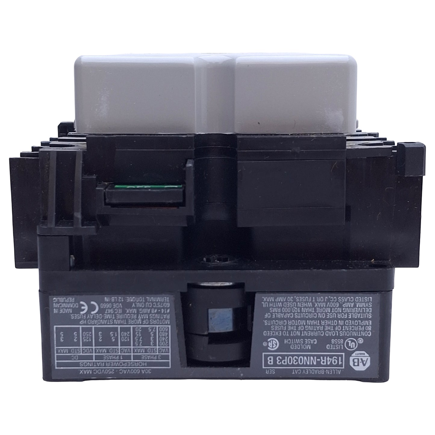 New – Open box Allen Bradley 194R-NN030P3 Non Fused Disconnect Switch, 115/230VAC/125VDC, 30A