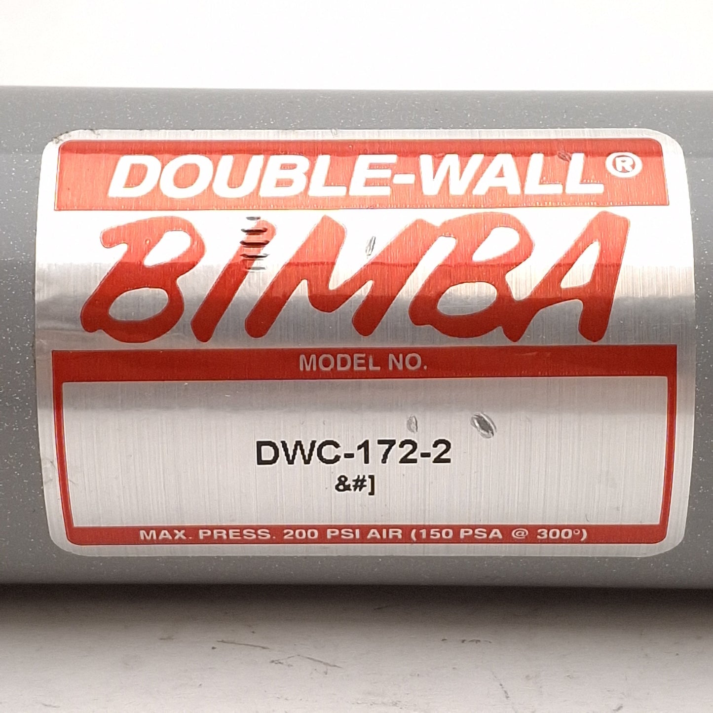 New Bimba DWC-172-2 Double Wall Cylinder, ø1-1/2in Bore, 2in Stroke, 200psi, 3/8NPT