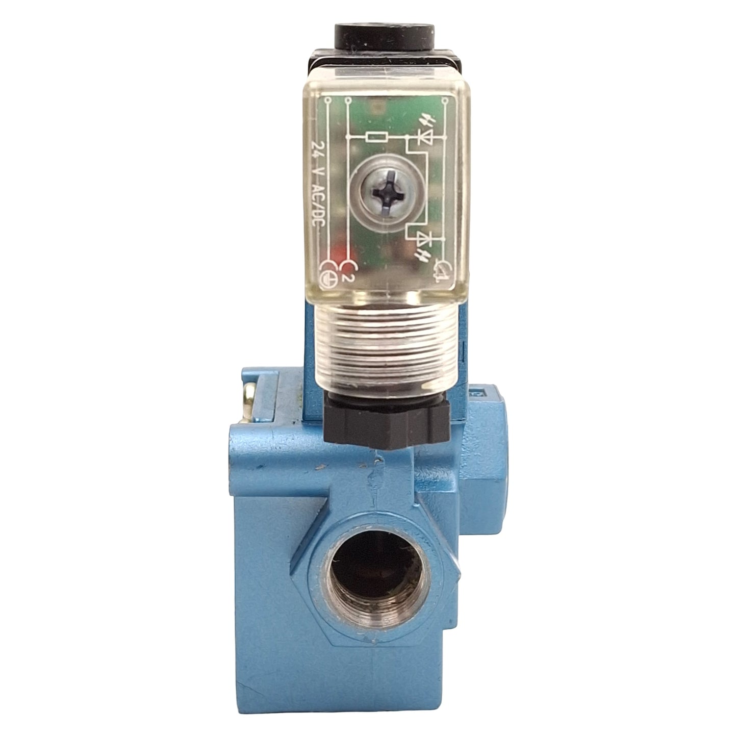 Used Mac 55B-12-PE-611JD Solenoid Valve, 3/2-NC, 30-150psi, 3/8in NPTF, 24VDC Coil