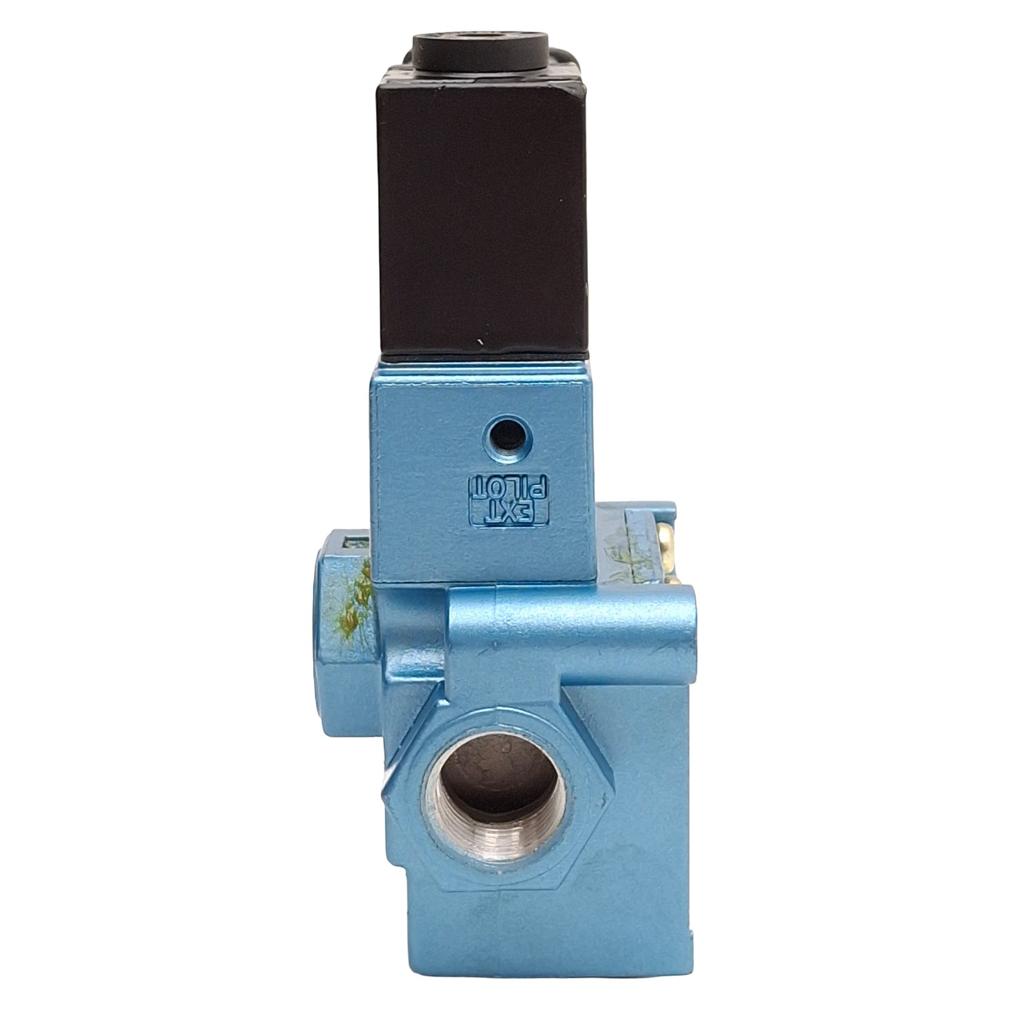 Used Mac 55B-12-PE-111JD Solenoid Valve, 3/2-NC, 30-150psi, 3/8in NPTF, 120VAC Coil