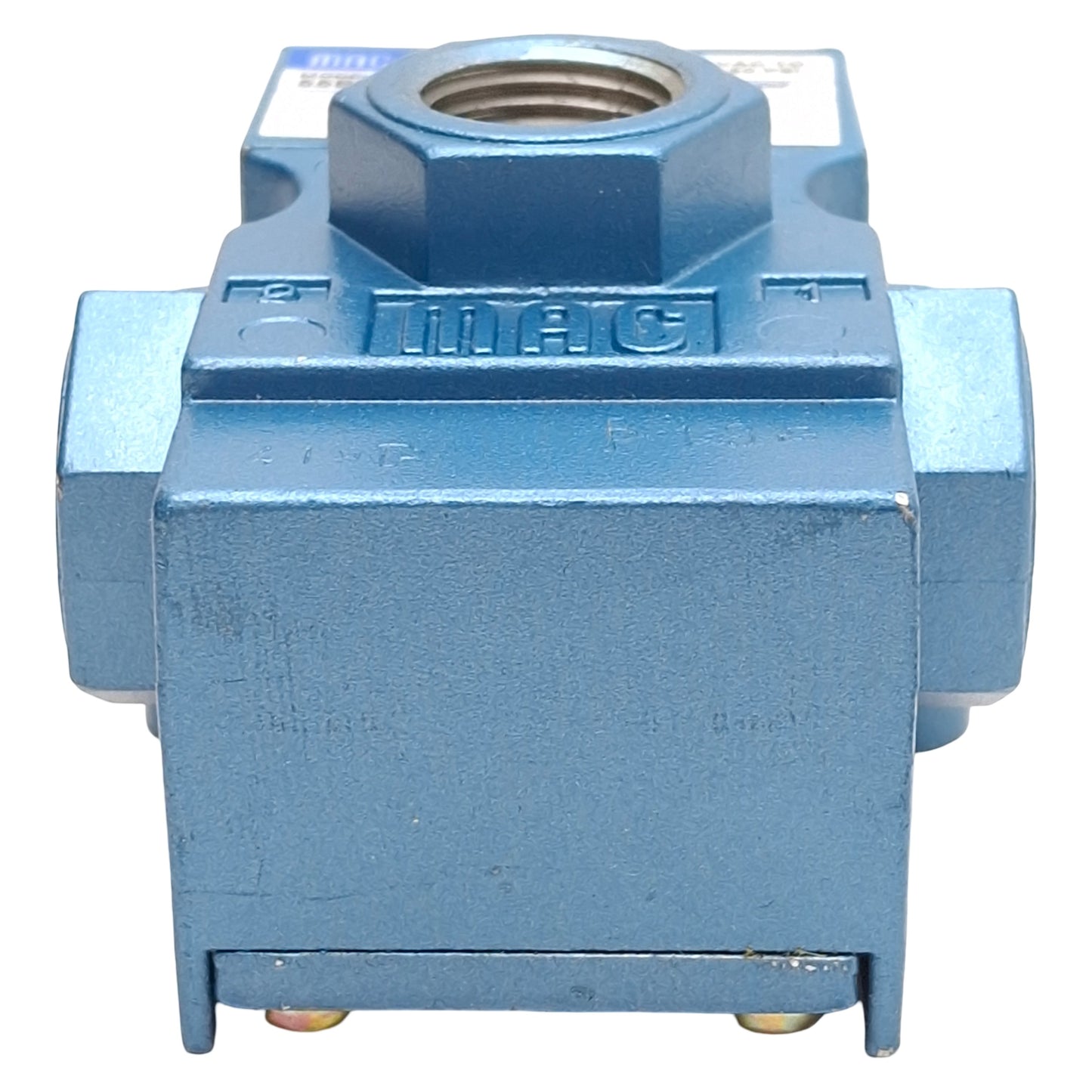 Used Mac 55B-12-PE-611JD Solenoid Valve, 3/2-NC, Vac-150psi, 3/8in NPTF *NO COIL*