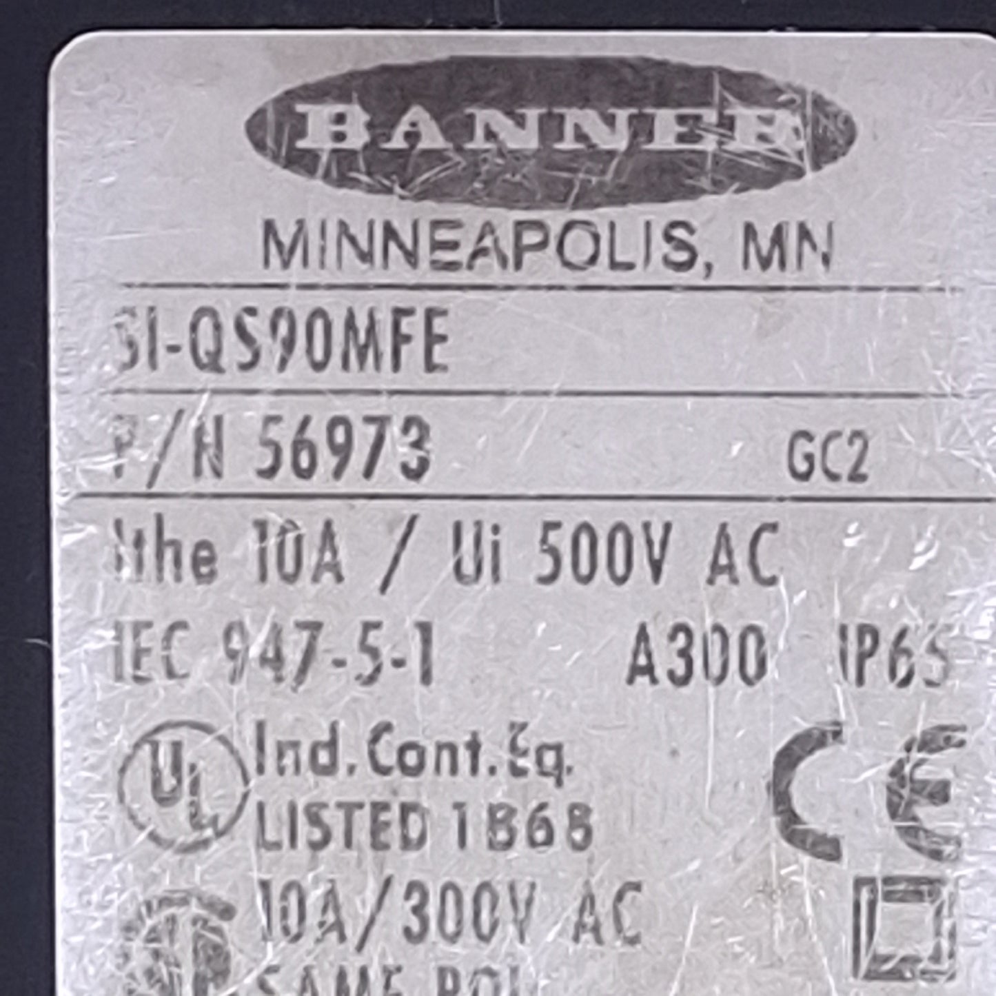 Used Banner SI-QS90MFE Compact Safety Interlock Switch 2NC, 250VAC 10A *No Key*