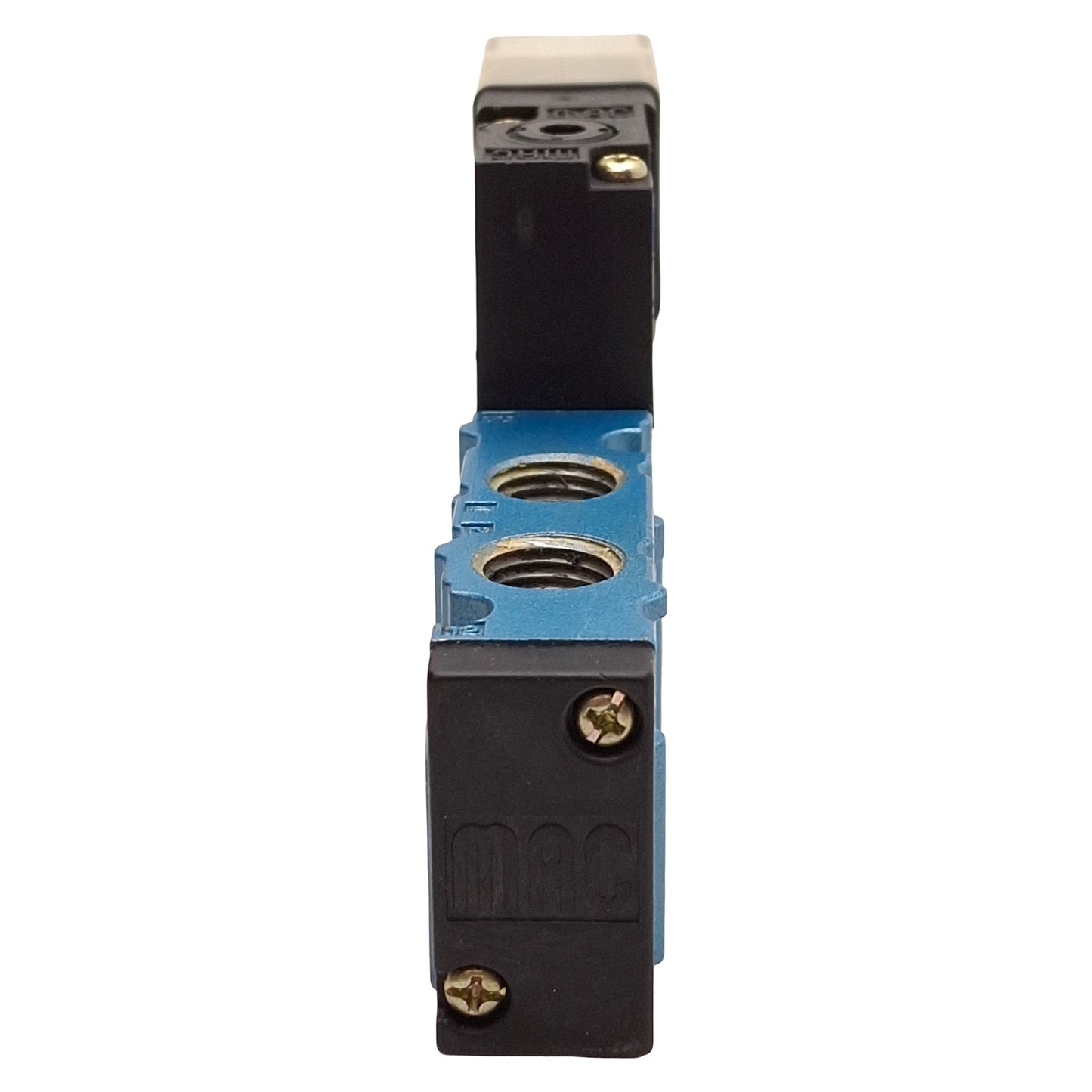Used Mac 411A-B0A-DM-DDAJ-1JD Solenoid Valve, 5/2-Way, 20-120psi, 1/4NPTF, 24VDC Coil