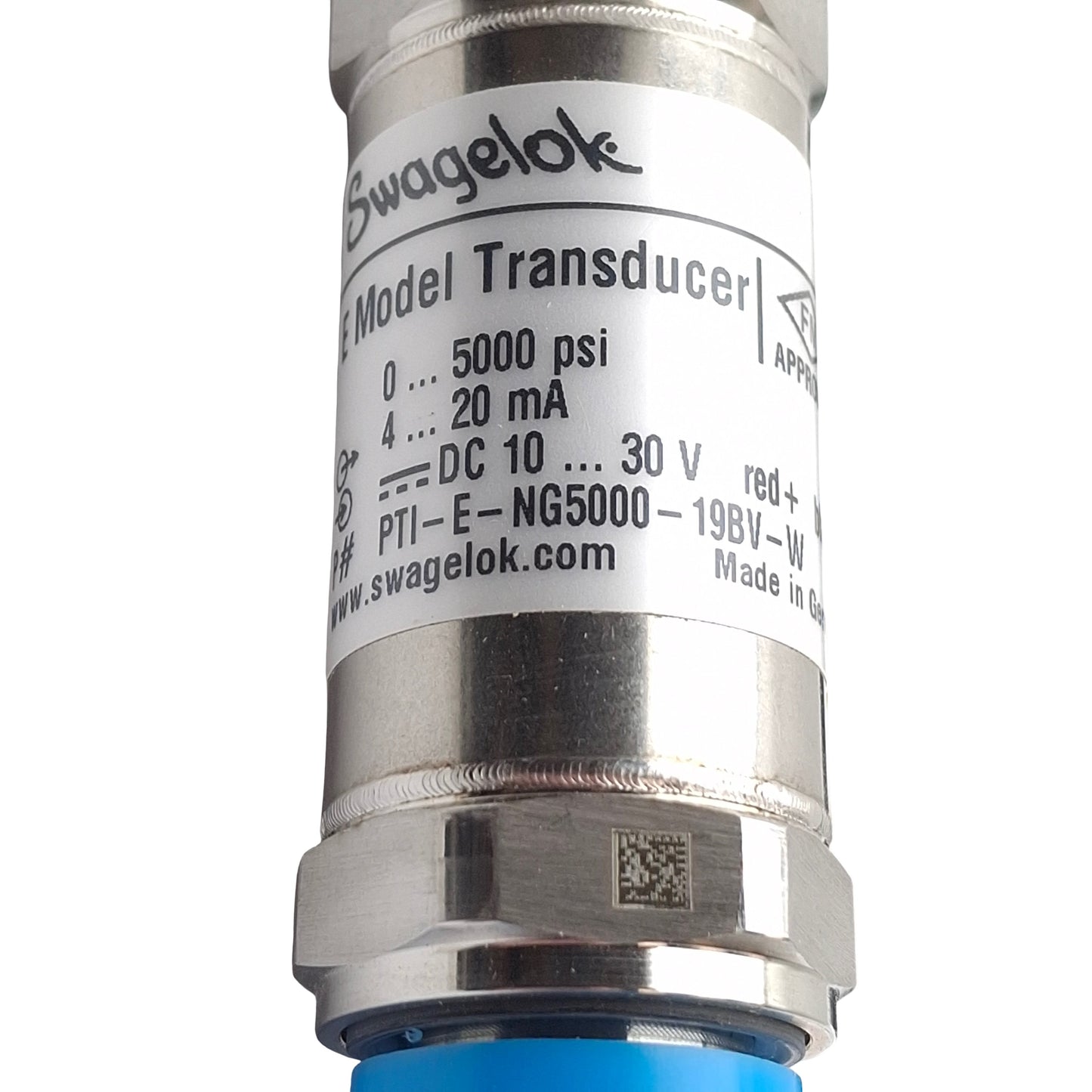 New – Open box Swagelok PTI-NG5000-19BV-W Pressure Transmitter, 10-30VDC, 4-20mA, G1/2B Thread