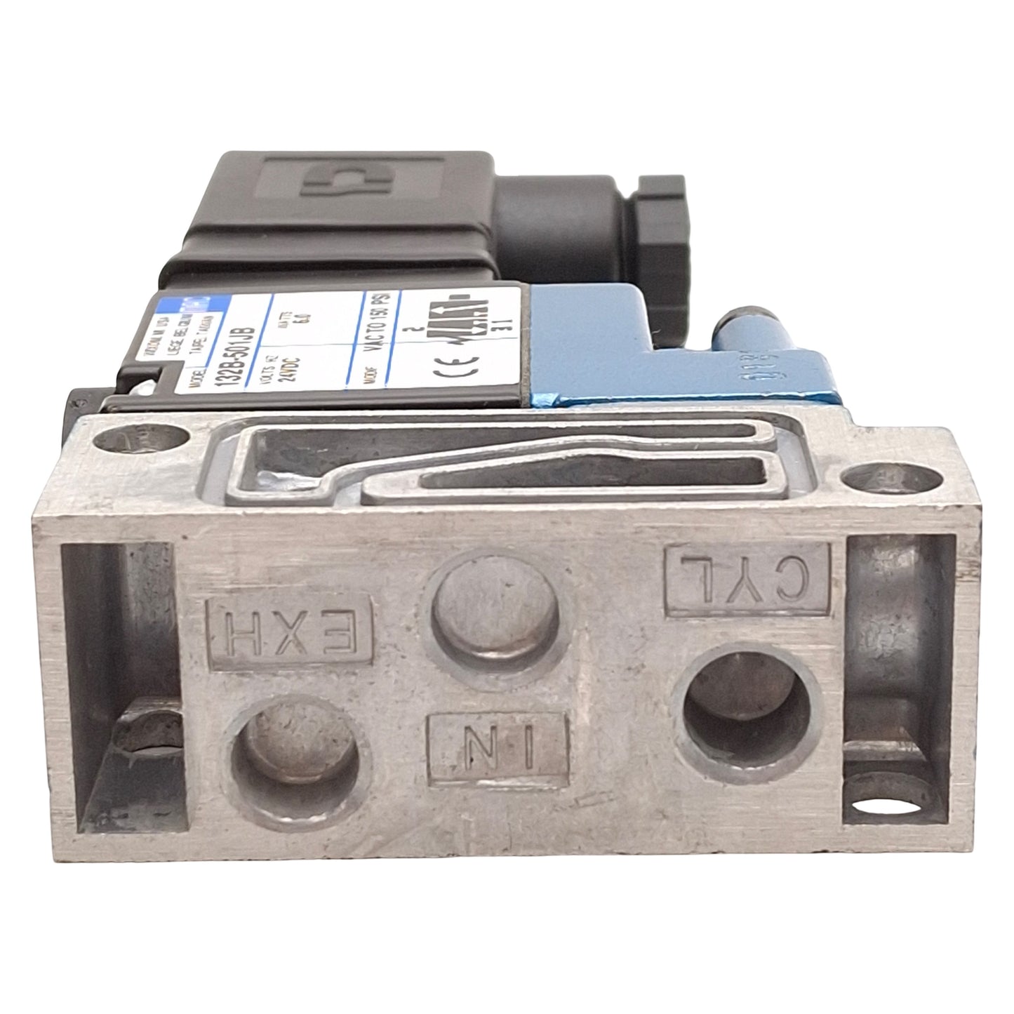 New Mac 132B-501JB Solenoid Valve, 3/2-Universal, Vac-150psi, 1/8in NPTF, 24VDC Coil