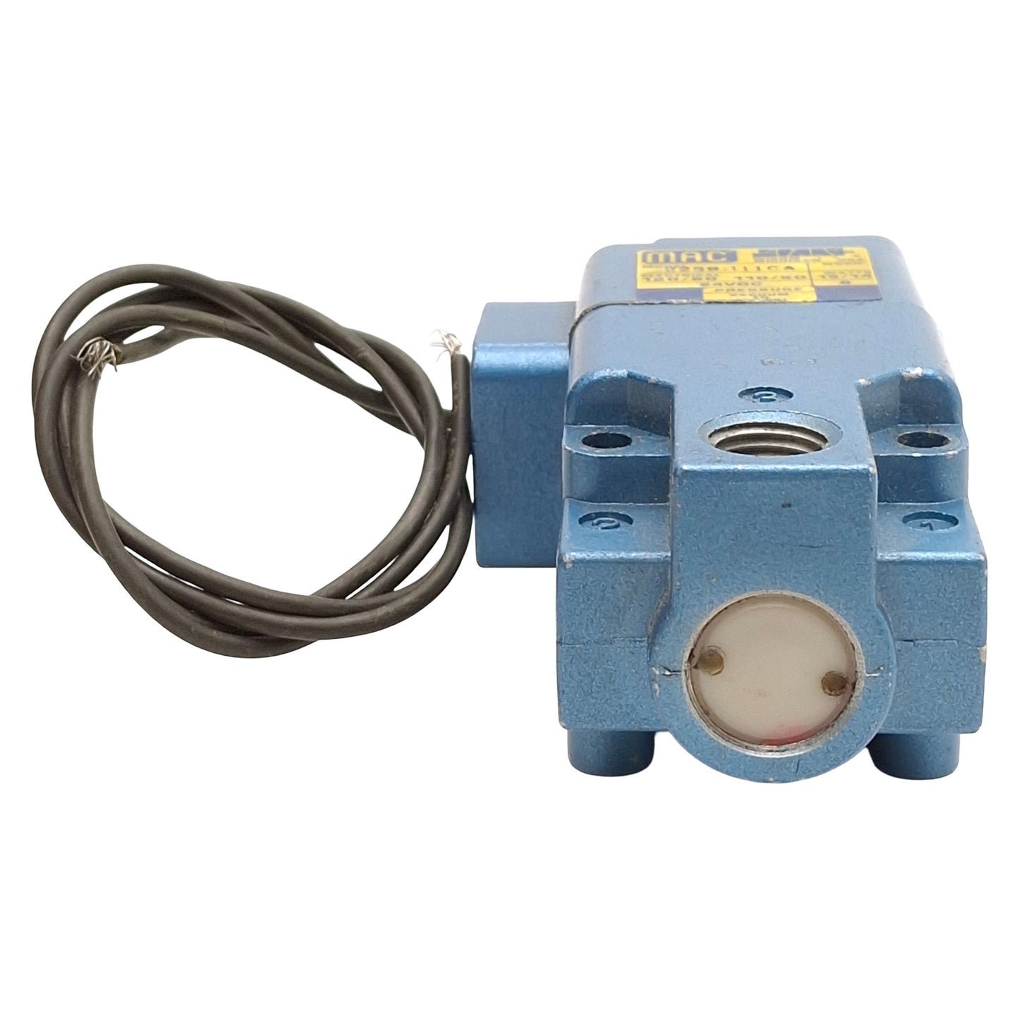 Used Mac 225B-111CA Solenoid Valve, 3/2-Way, 150psi, 1/4in NPTF, 120VAC/24VDC Coil