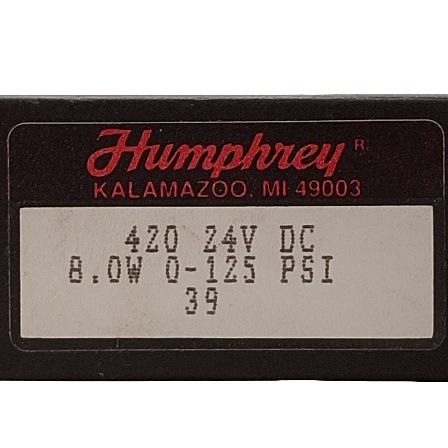 Used Humphrey 420-39 24VDC Solenoid Valve, 4/2-Way, 0-125psi, 1/4in NPSF, 24VDC Coil