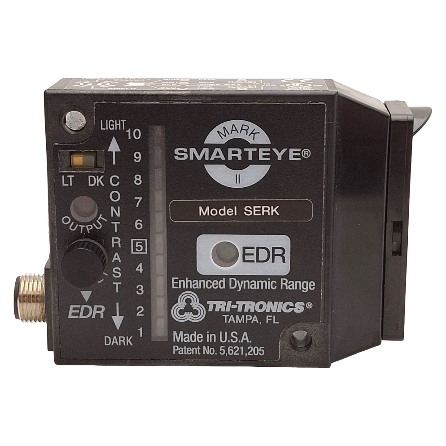 Used Tri-Tronics SERKF1 SmartEye Mark II Fiber Optic Sensor, Red LED, M12, 12-24VDC