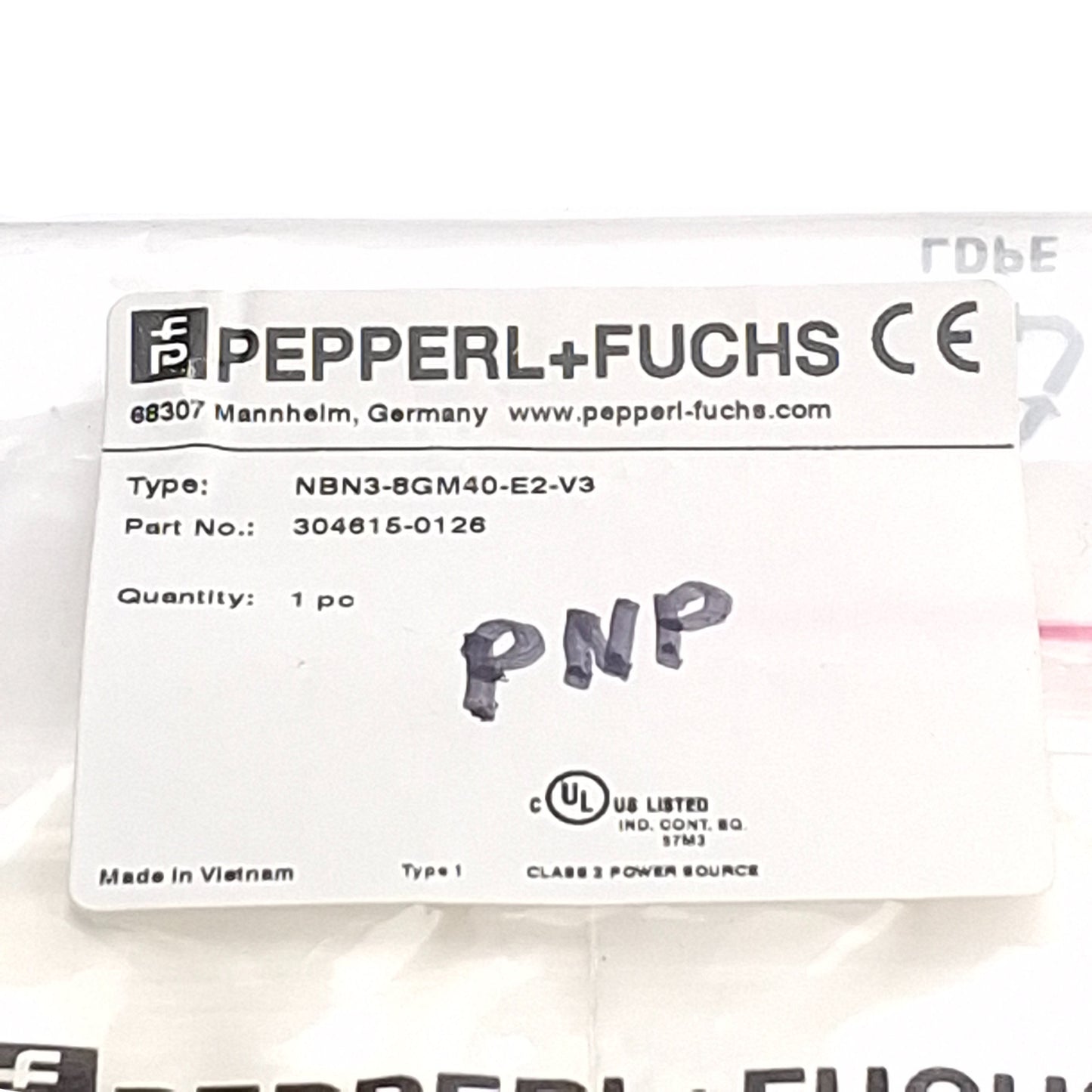 New Pepperl+Fuchs NBN3-8GM40-E2-V3 Proximity Sensor, 3mm, 10-30VDC PNP NO, M8 3-Pin