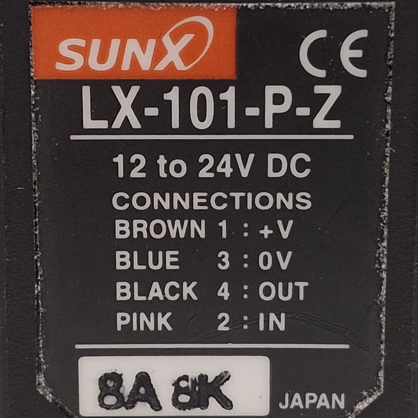 Used SUNX LX-101-P-Z Digital Mark Sensor, PNP, 10mm ±3mm Range, M12 4-Pin, 12-24VDC