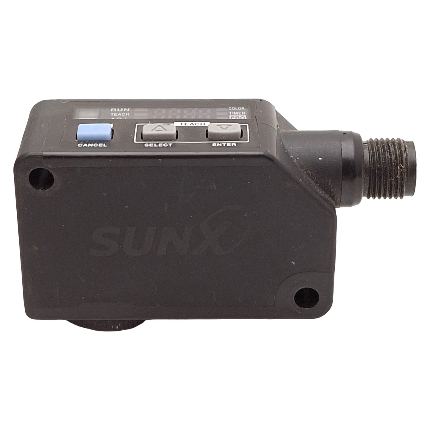 Used SUNX LX-101-P-Z Digital Mark Sensor, PNP, 10mm ±3mm Range, M12 4-Pin, 12-24VDC
