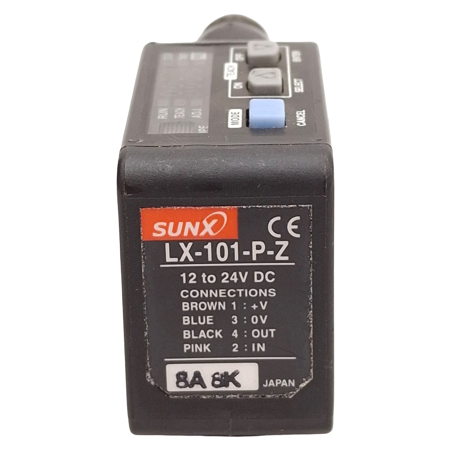 Used SUNX LX-101-P-Z Digital Mark Sensor, PNP, 10mm ±3mm Range, M12 4-Pin, 12-24VDC