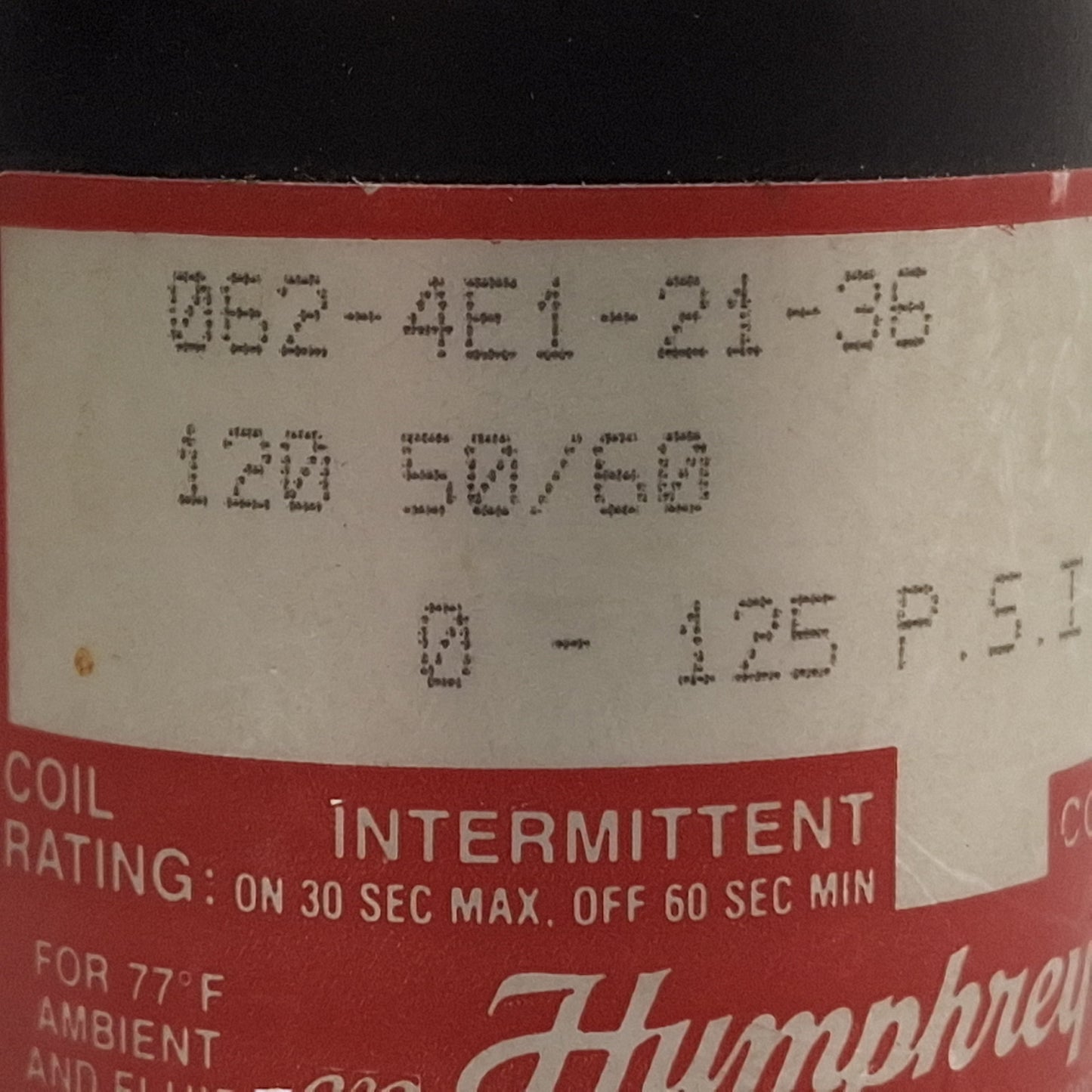 Used Humphrey 0624E121361205060 Tyna-Myte Solenoid Valve, 4-Way, 1/4NPSF, 120VAC Coil