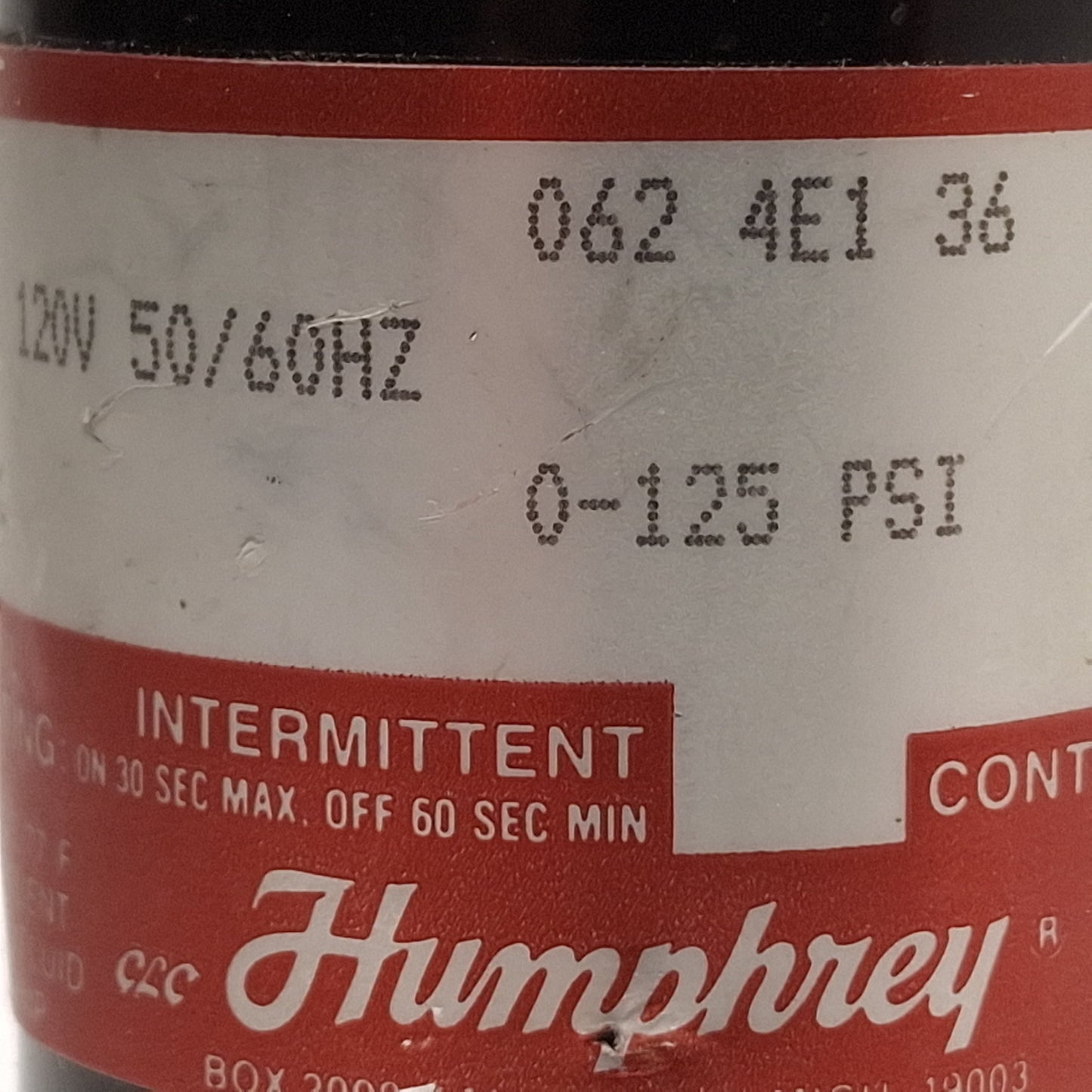 Used Humphrey 0624E1361205060 Tyna-Myte Solenoid Valve, 4-Way, 1/4NPSF, 120VAC Coil