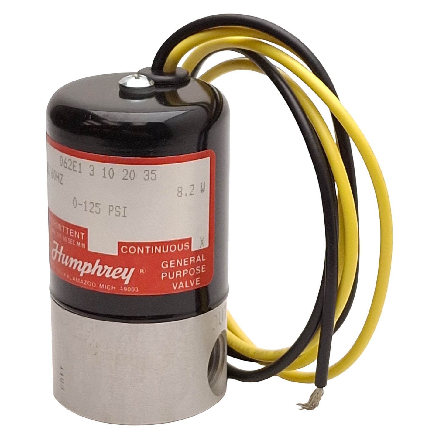 New – Open box Humphrey 062E131020351205060 Tyna-Myte Solenoid Valve 3/2-NC 1/4NPSF 120VAC Coil