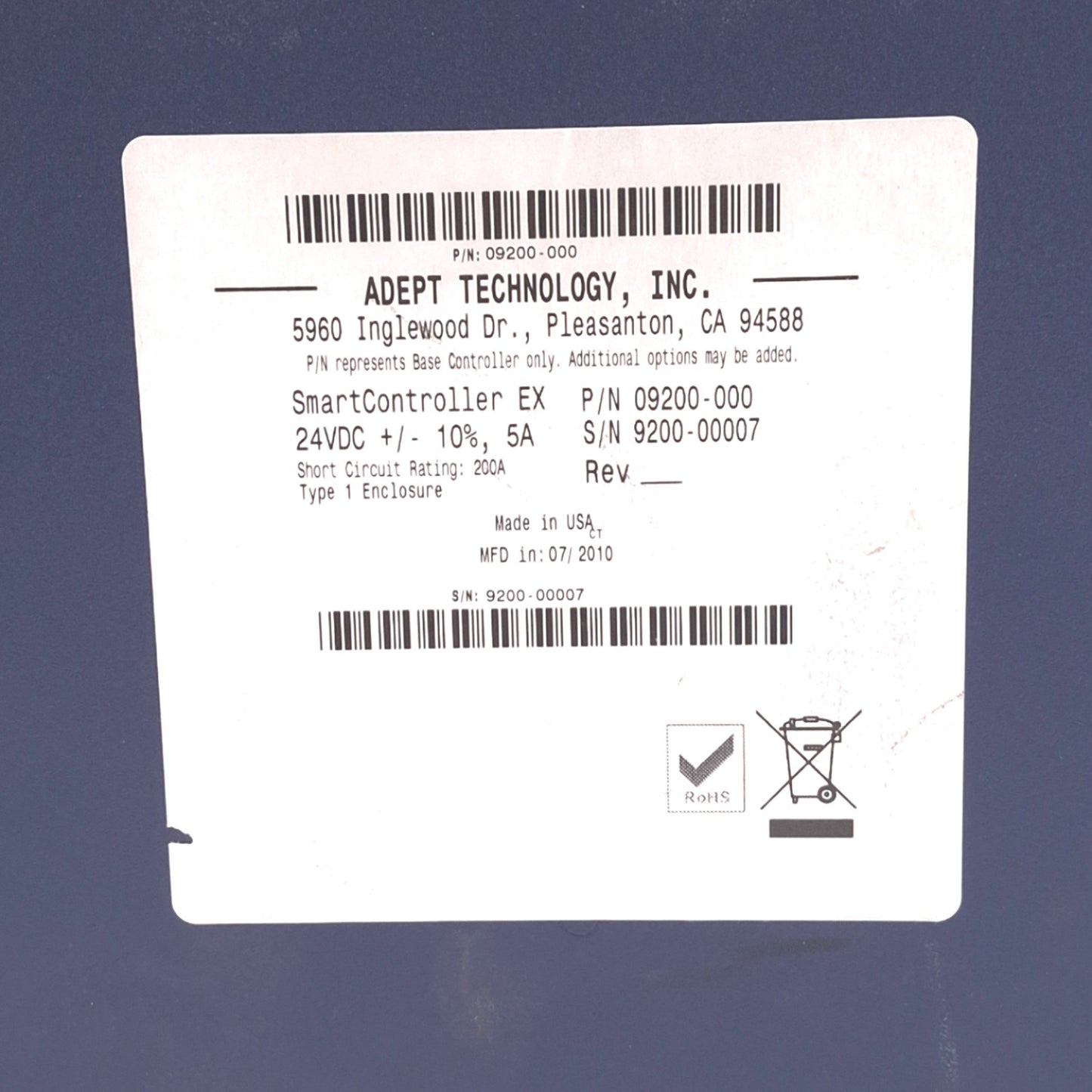 Used Adept 09200-000 SmartController EX, 15 Robots Max, Gigabit Ethernet, 24VDC