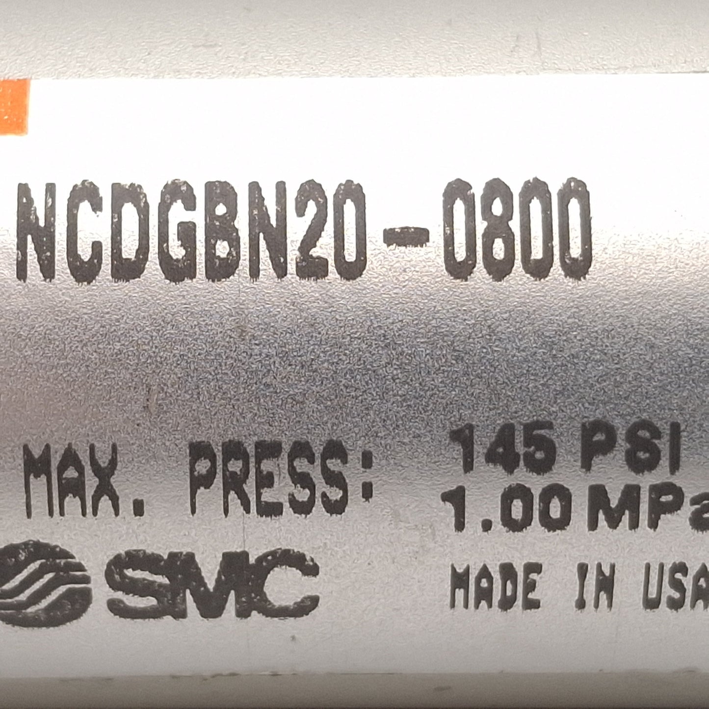 Used SMC NCDGBN20-0800 Pneumatic Cylinder, ø3/4in Bore, 8in Stroke, 145psi, 1/8in NPT