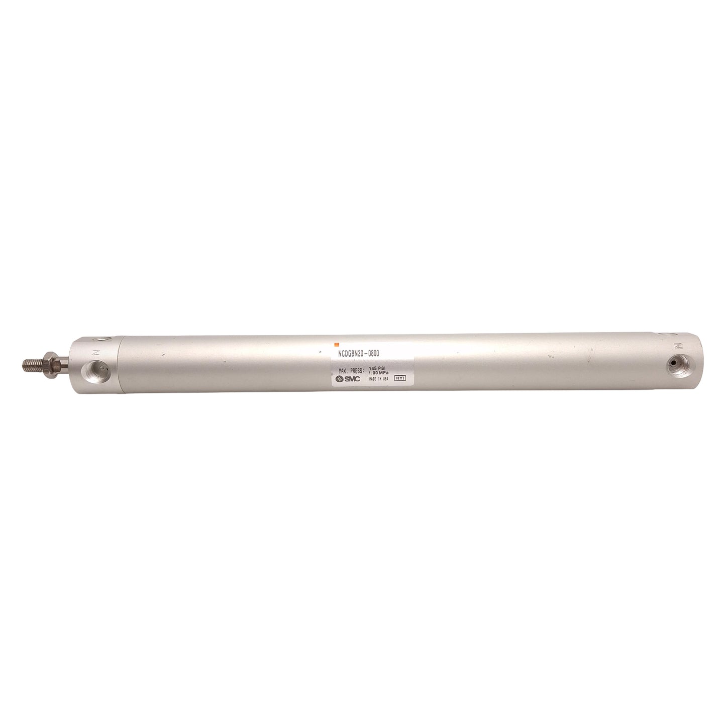 Used SMC NCDGBN20-0800 Pneumatic Cylinder, ø3/4in Bore, 8in Stroke, 145psi, 1/8in NPT