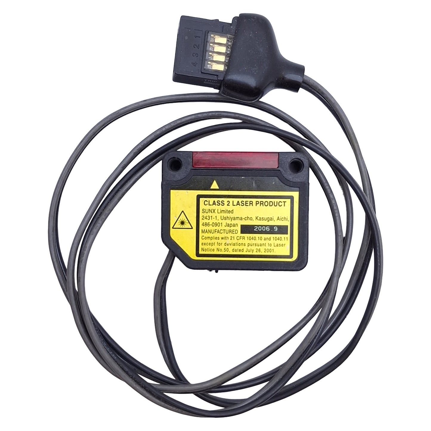 Used Panasonic SunX LS-H21F Digital Laser Sensor, Red LED, 30-500mm Range, 2ft Cable