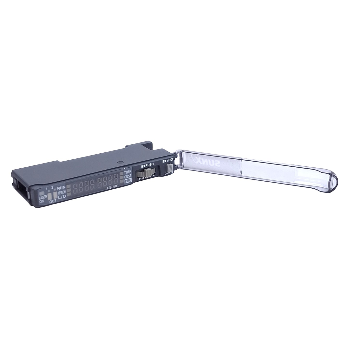 Used Panasonic SunX LS-401 Digital Laser Sensor NPN, 8-Digit, 12-24VDC, DIN Rail