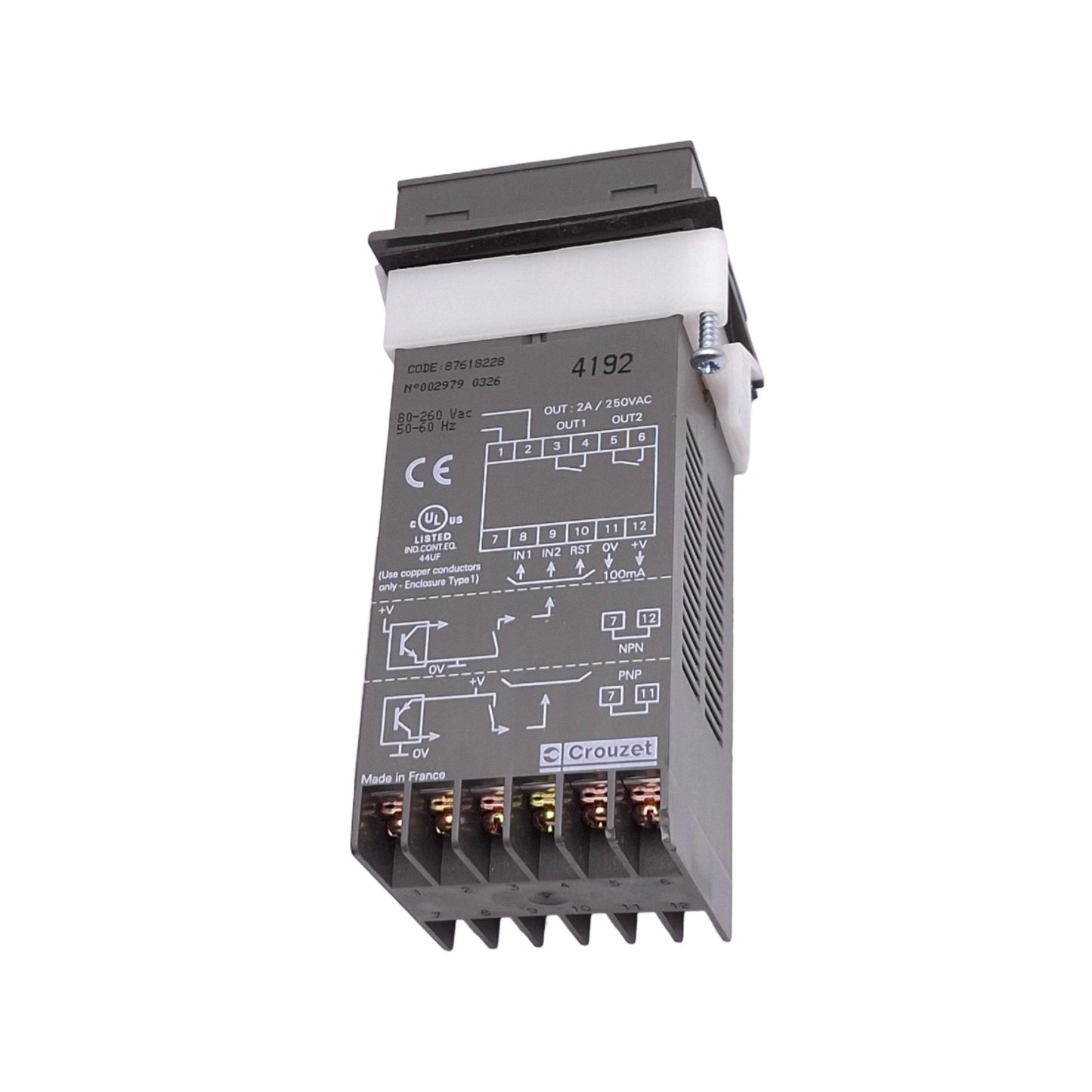 Used Crouzet 87618228 CP4 Multifunction Counter Module, Up/Down, 80-260VAC, 1/16 DIN