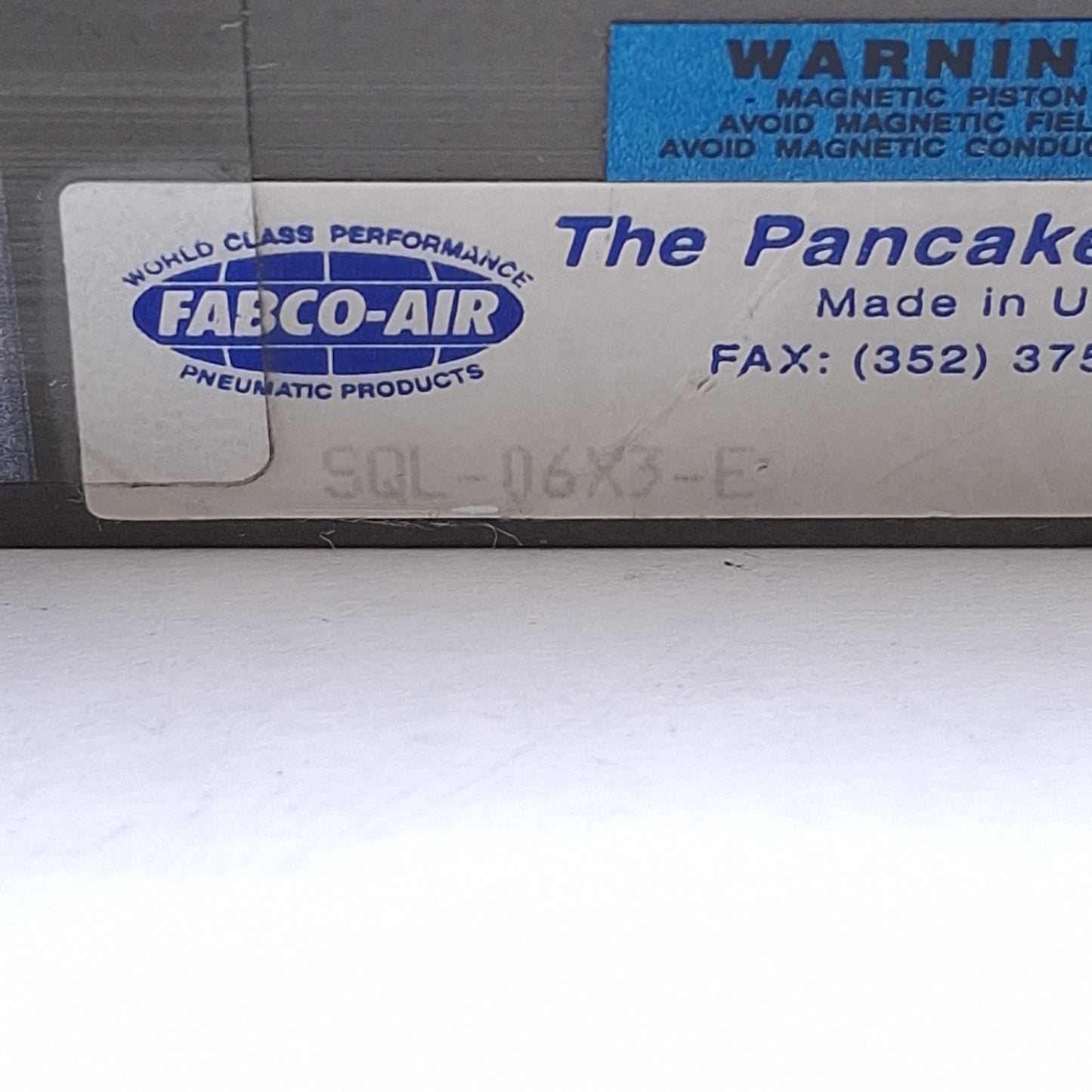 Used Fabco-Air SQL-06X3-E Double-Acting Pneumatic Cylinder Actuator, 7/8in Bore
