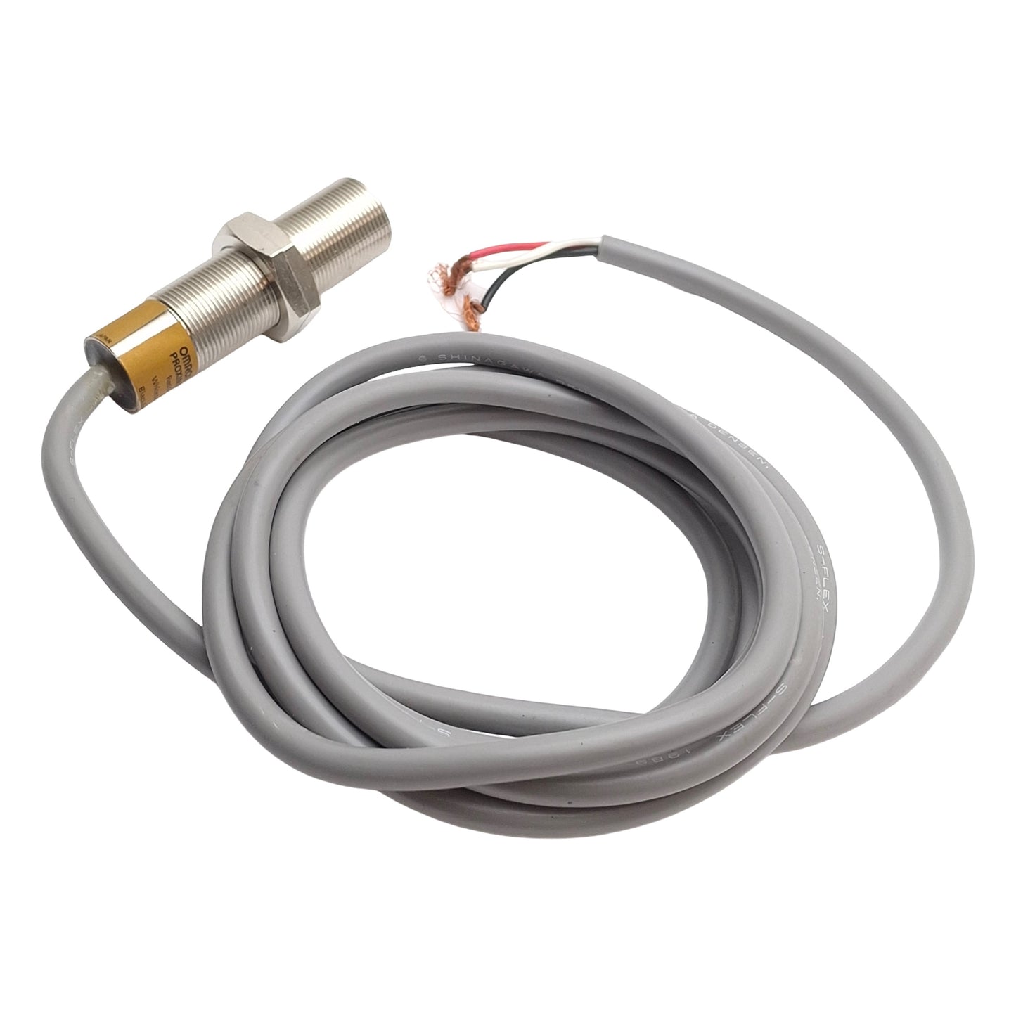Used Omron TLE-X5C1 Proximity Sensor 5mm SN, 12-24VDC, NPN NO 200mA, M18 Barrel