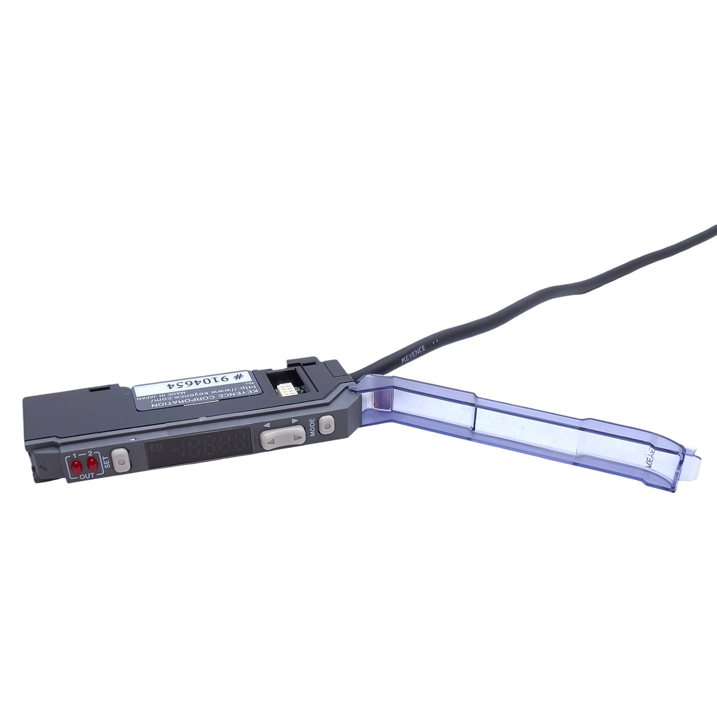 Used Keyence AP-V41AW Pressure Sensor Amplifier NPN, 12-24VDC, 6ft Cable, DIN Rail