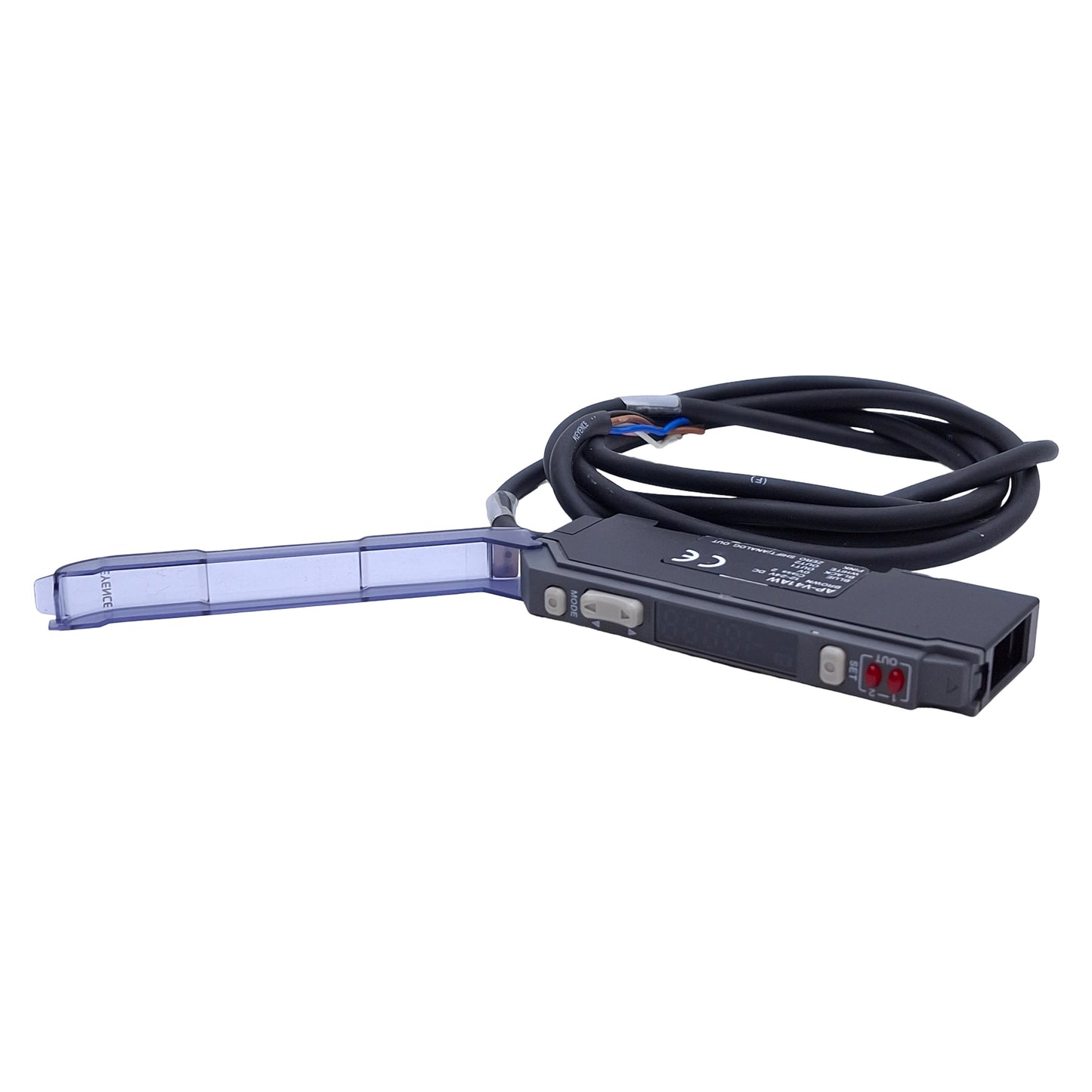 Used Keyence AP-V41AW Pressure Sensor Amplifier NPN, 12-24VDC, 4ft Cable, DIN Rail