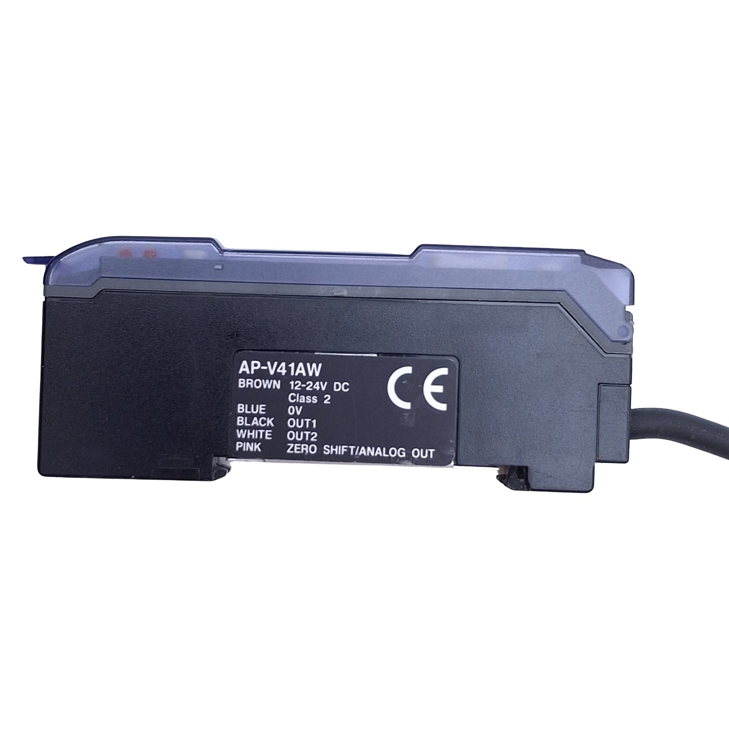 Used Keyence AP-V41AW Pressure Sensor Amplifier NPN, 12-24VDC, 4ft Cable, DIN Rail