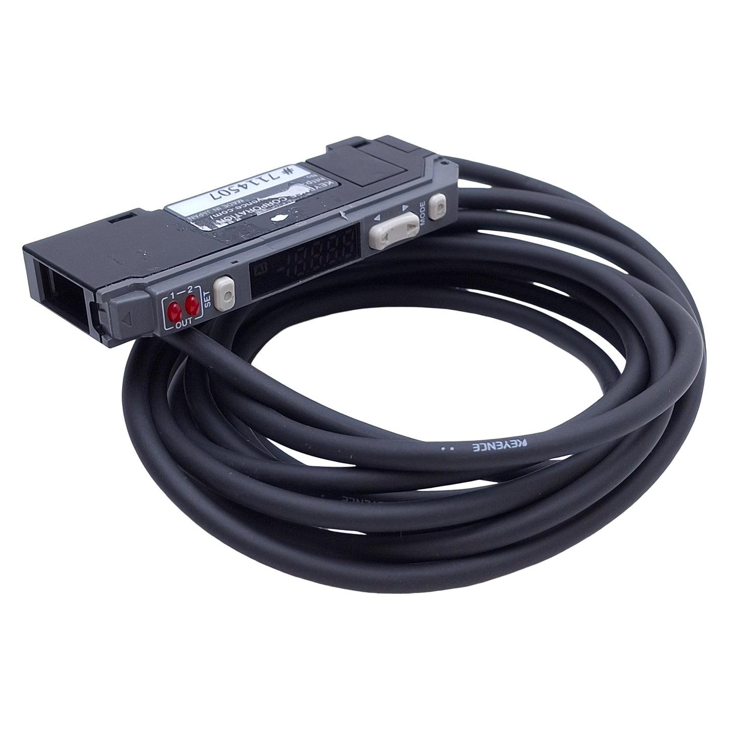 Used Keyence AP-V41AW Pressure Sensor Amplifier NPN, 12-24VDC, 6ft Cable *No Cover*