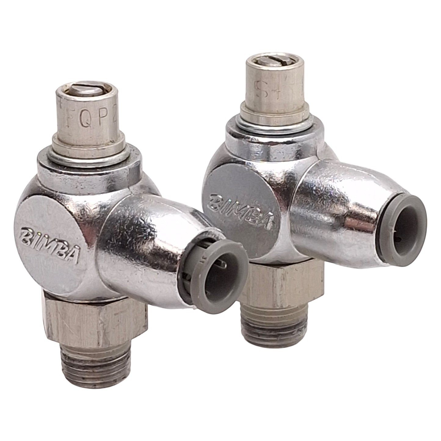 Used Lot of 2 Bimba FQP2 Flow Control Fitting, Screw, 150psi, ø1/4in P2C, 1/8in NPT