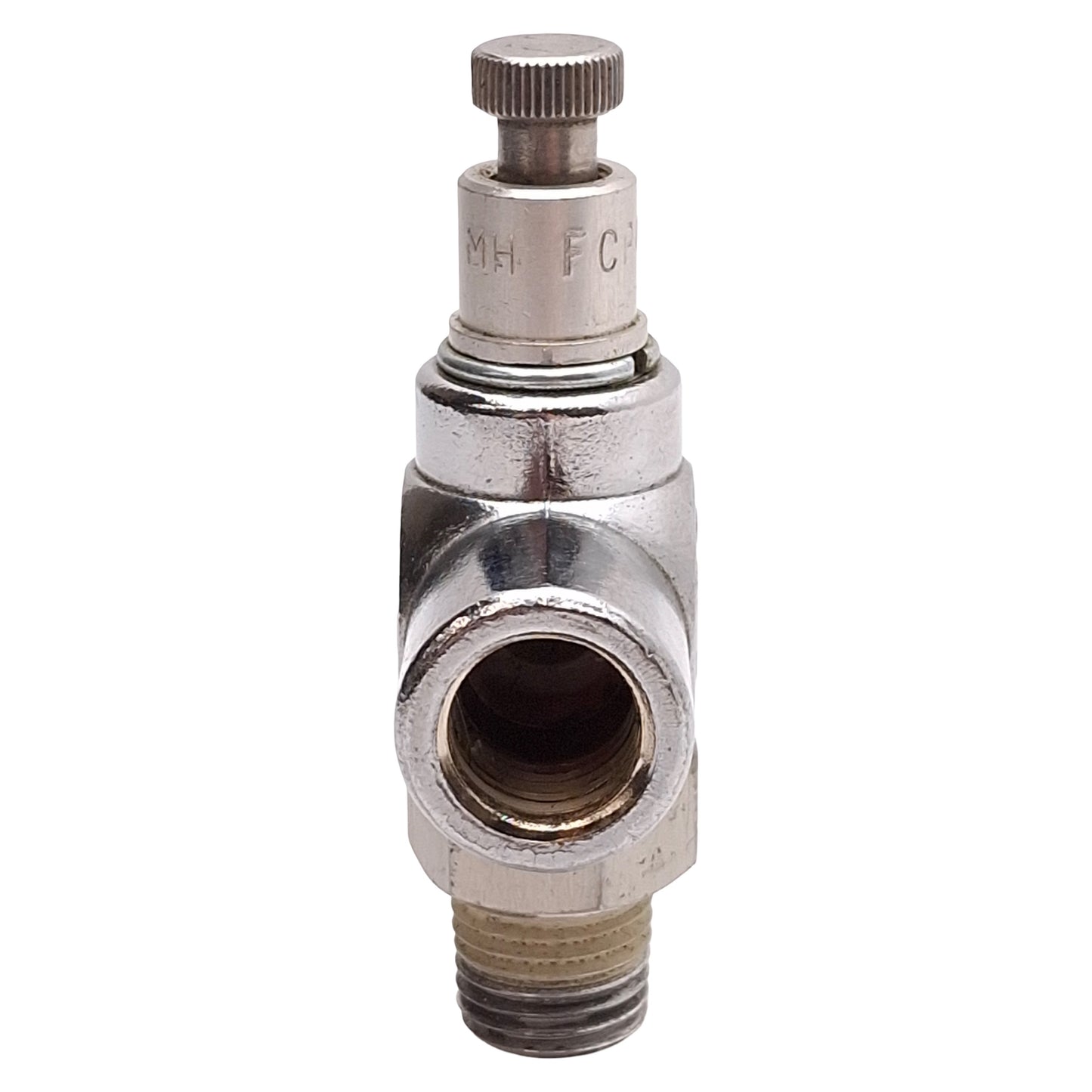 Used Lot of 2 Bimba FCP4K Flow Control Fitting, Knob, 150psi, 1/4in NPT Male & Female