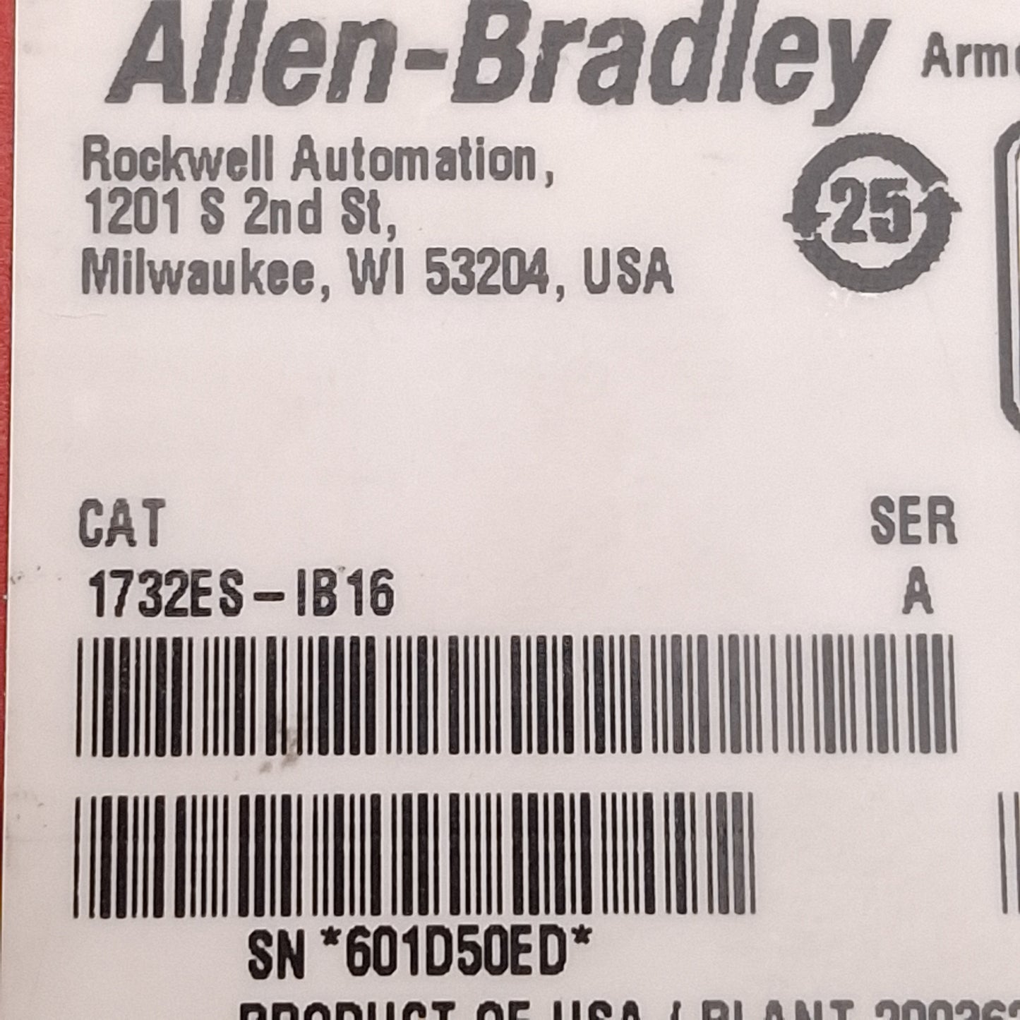 Used Allen Bradley 1732ES-IB16 ArmorBlock Guard I/O Input Module, 16-Input, 24VDC
